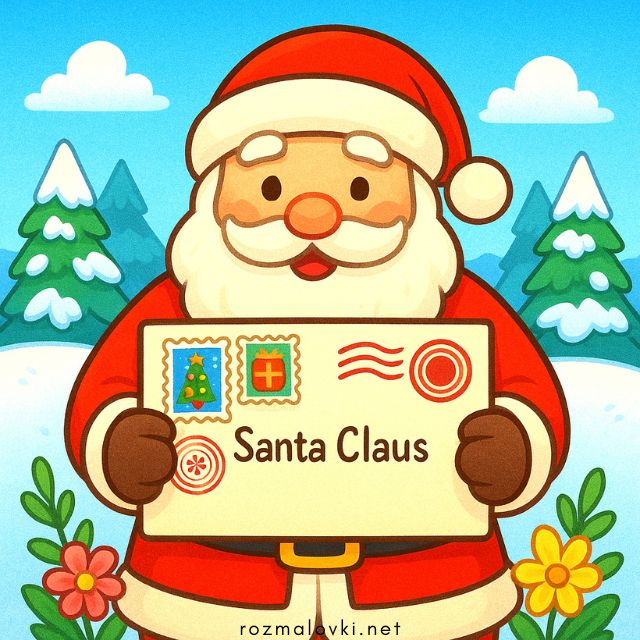 Розмальовки Листи Діду Морозу 📧