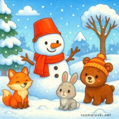 Розмальовки зимові - скачати та роздрукувати безкоштовно А4 картинки про зиму