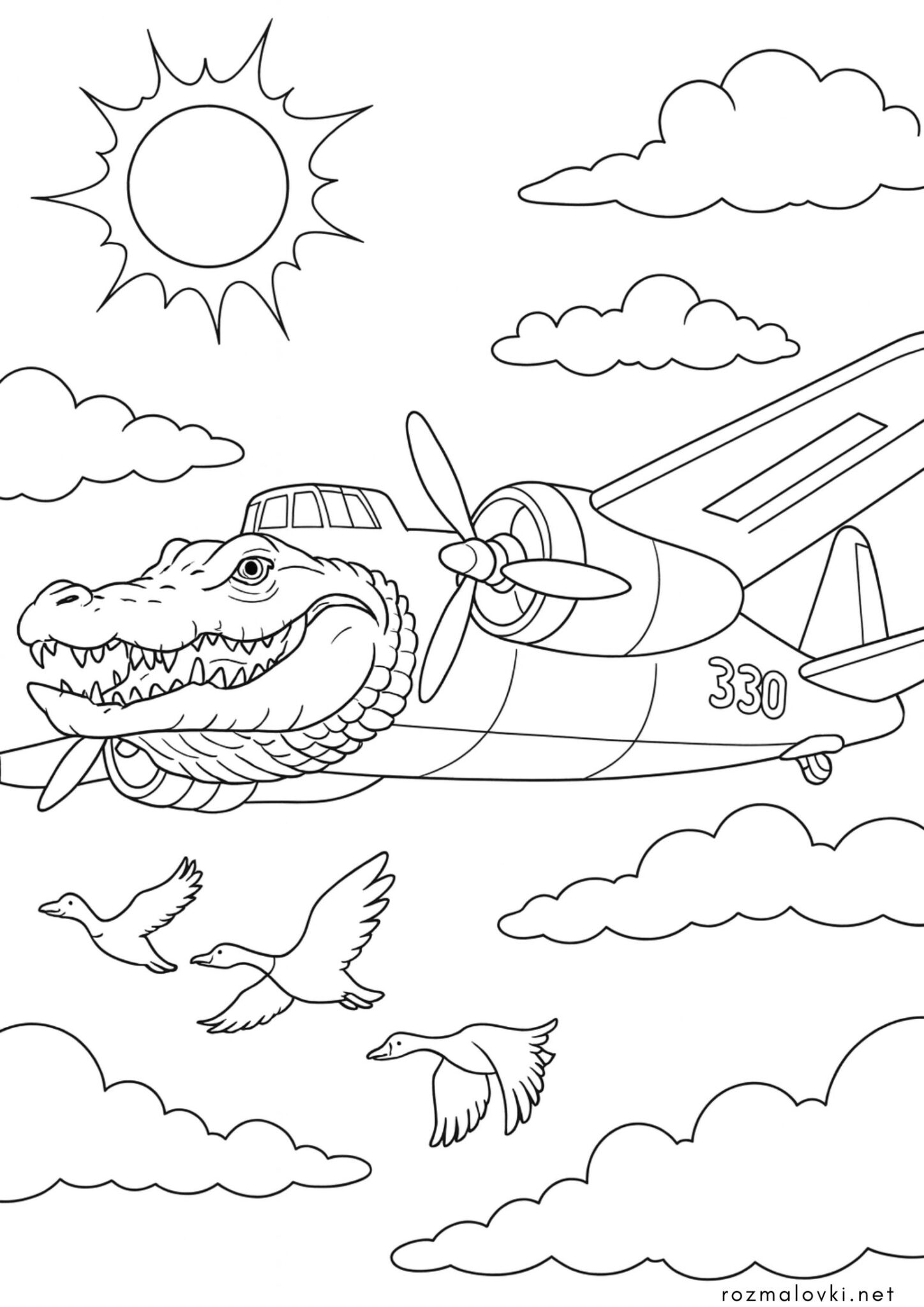 Раскраска Бомбардиро Крокодило (Bombardiro Crocodilo)