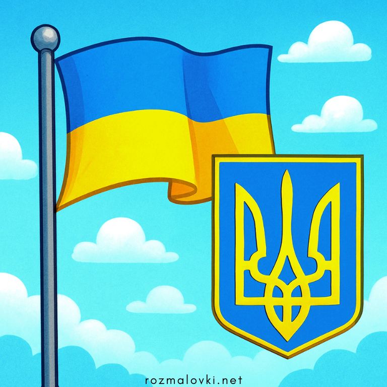 Розмальовки Прапор, Герб України 🇺🇦