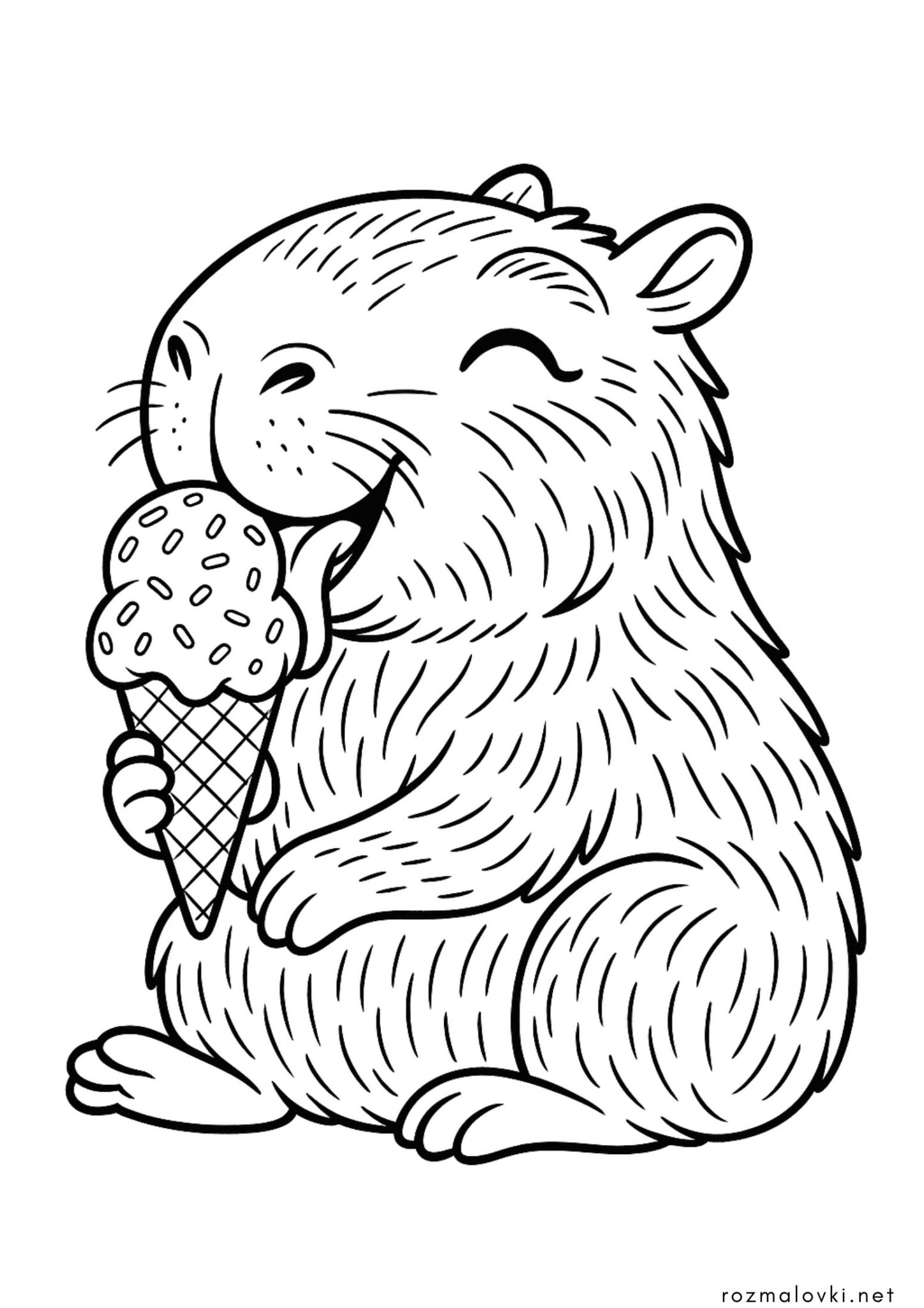 Раскраска Капібара з морозивом