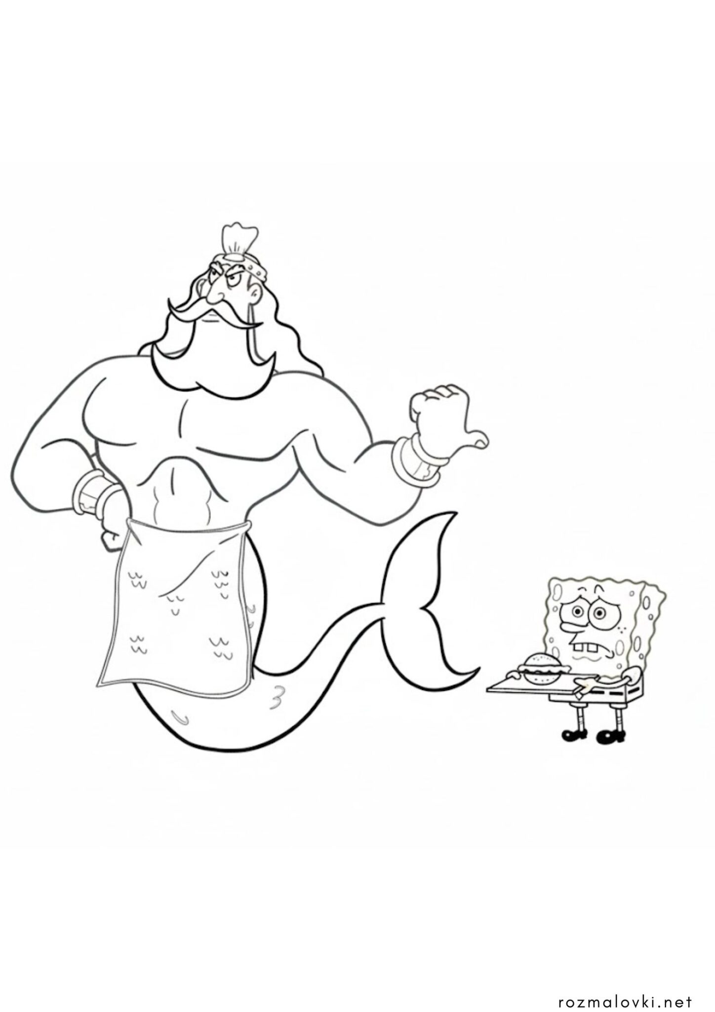 Раскраска Король Нептун та Спанч Боб