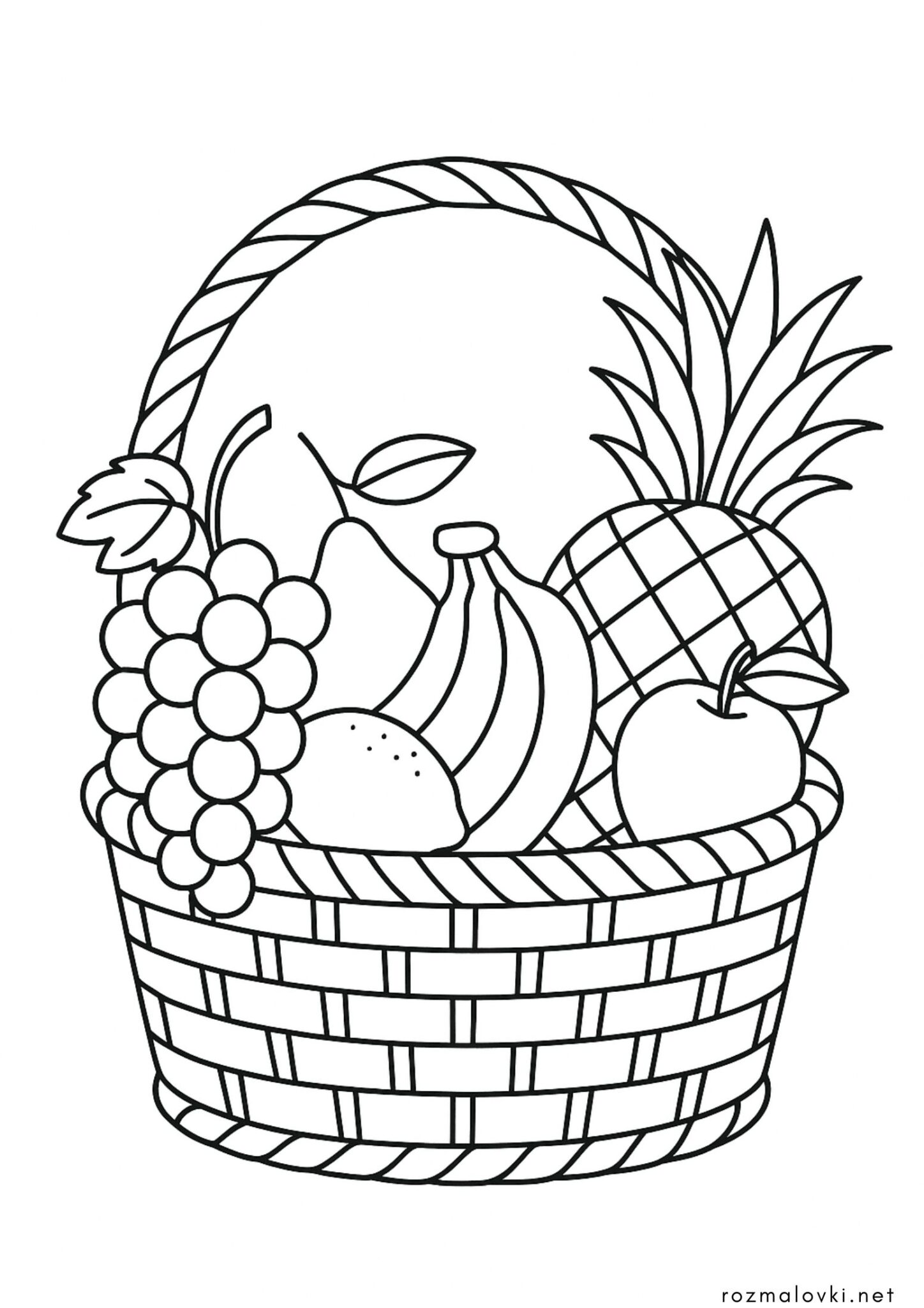Раскраска Корзина фруктів