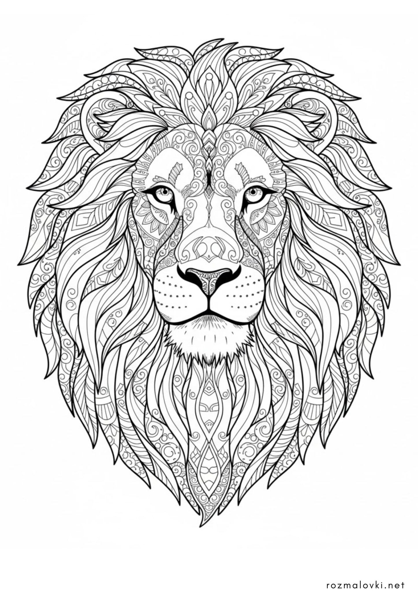 Раскраска Лев антистрес