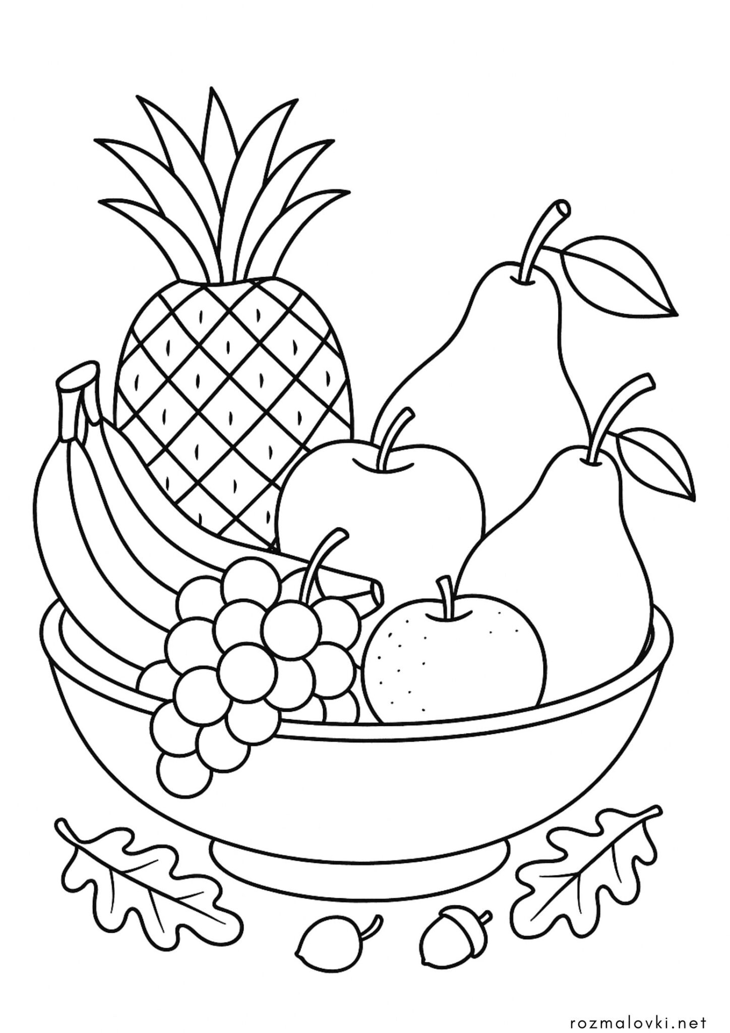 Раскраска Тарілка з фруктами