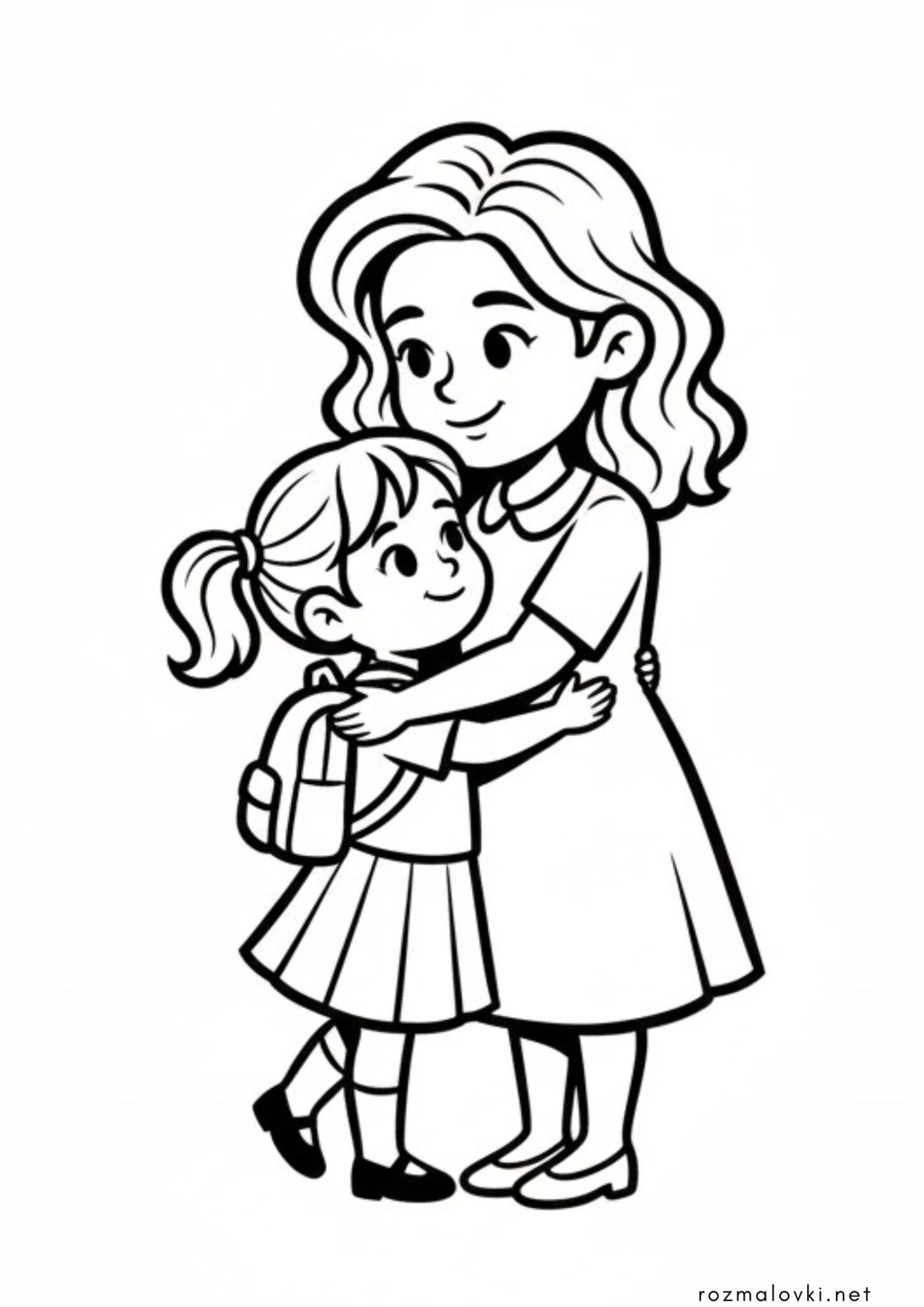 Раскраска День захисту дітей – мама з донькою