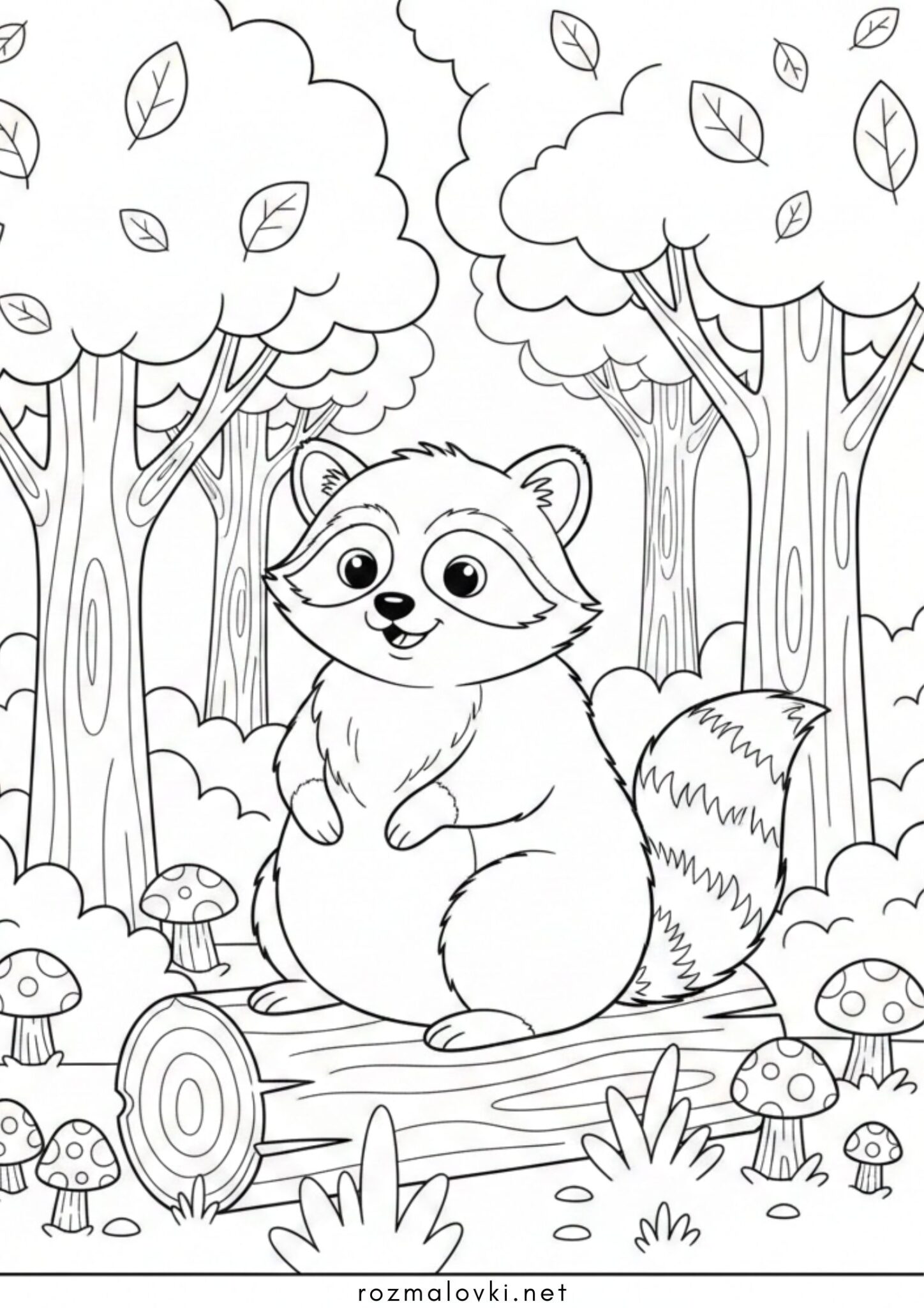 Раскраска Єнот у лісі