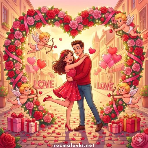 Розмальовки День святого Валентина ❤️ День закоханих (14 лютого)