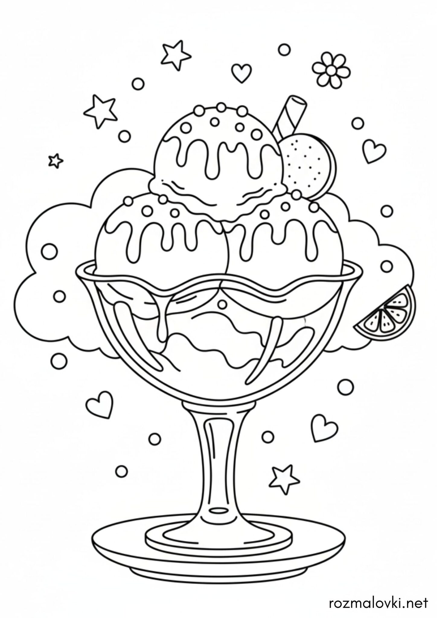 Раскраска Десерт морозиво
