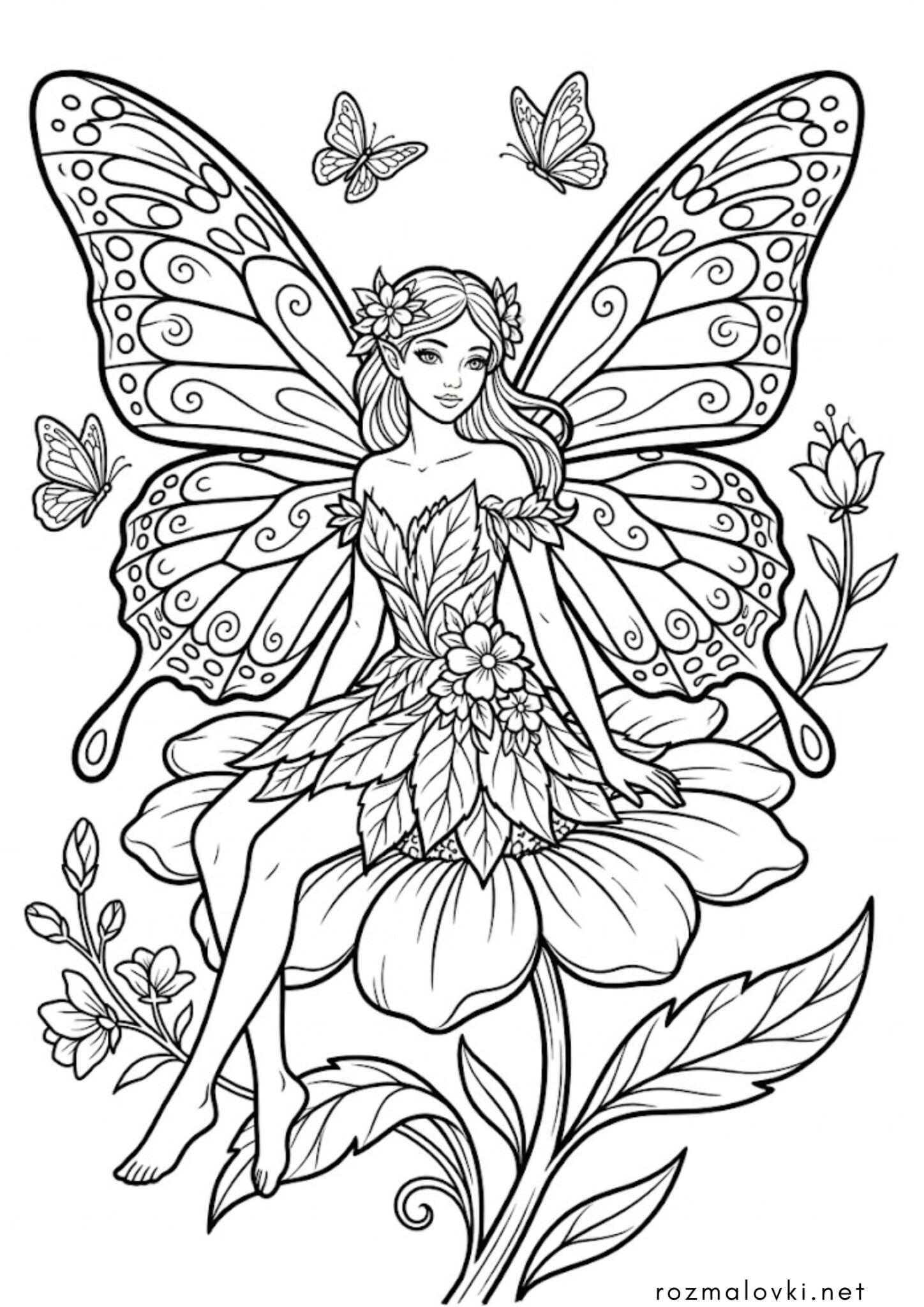 Раскраска Фея з крилами метелика