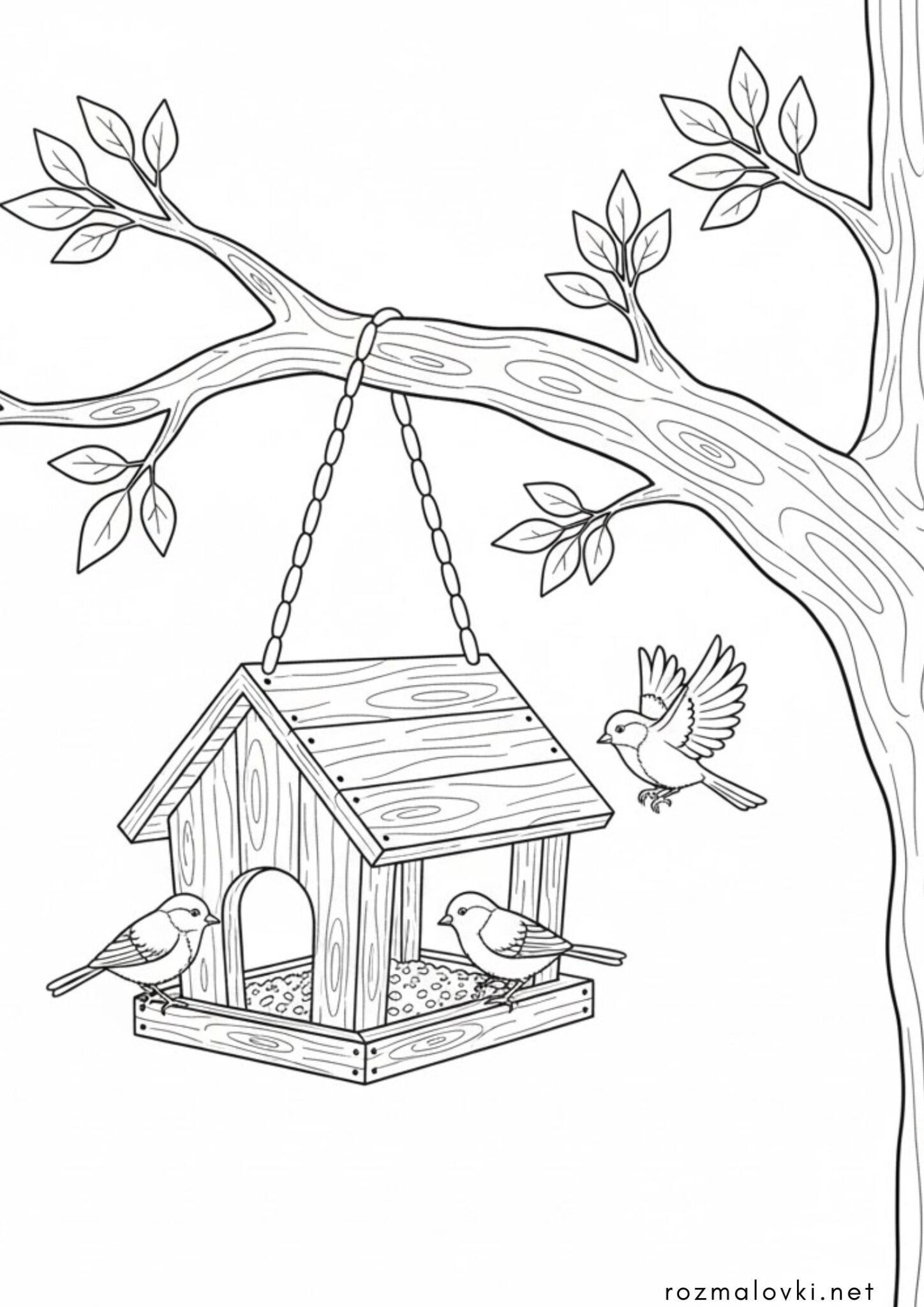 Раскраска Годівничка для птахів на дереві