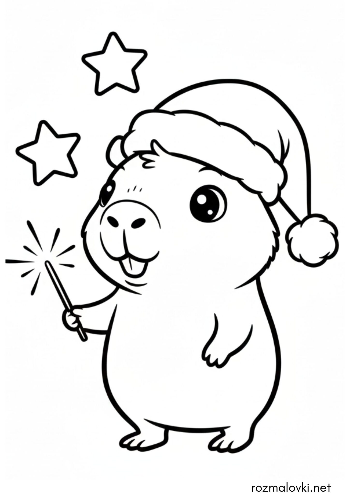 Раскраска Капібара у шапці Санти