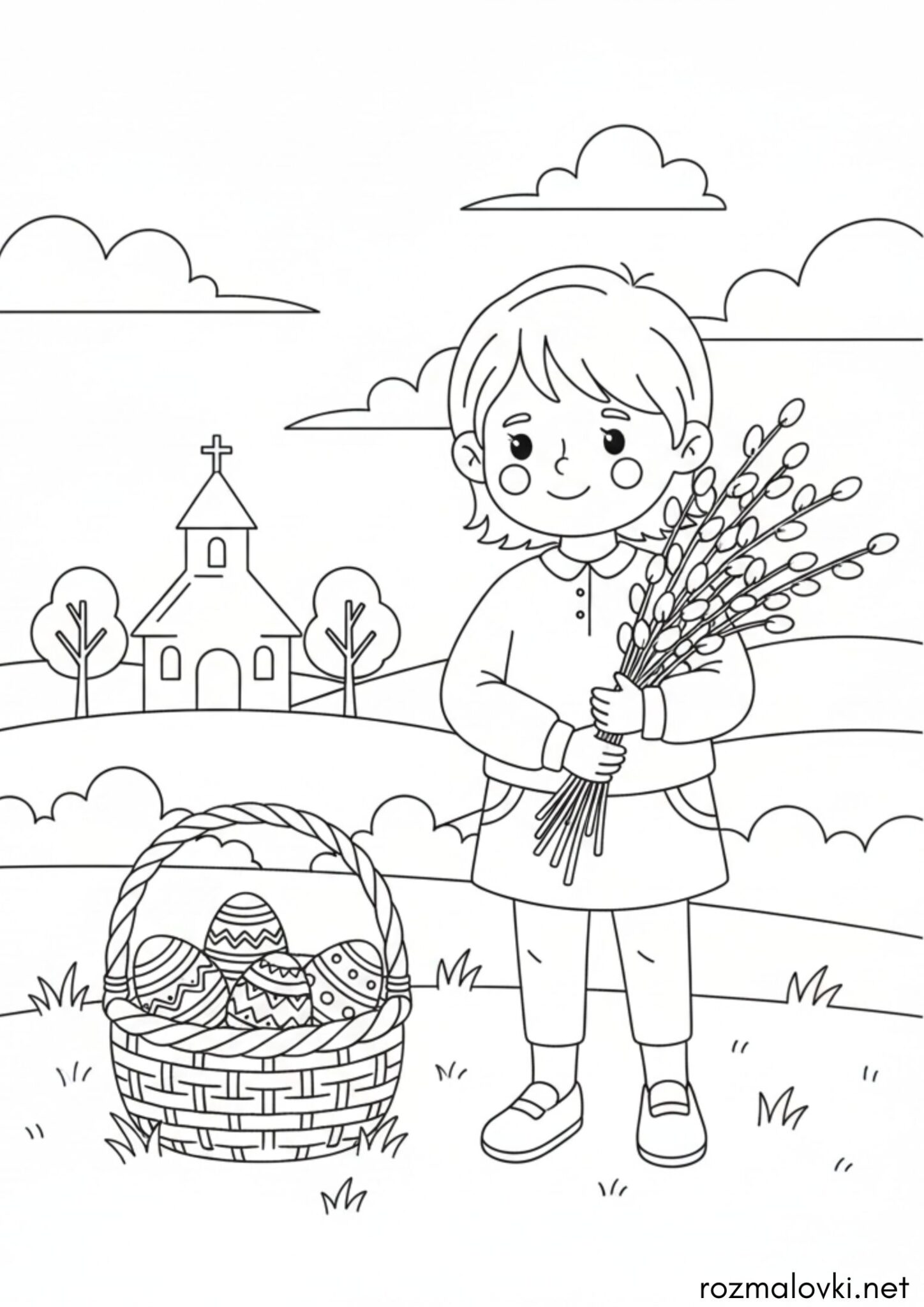 Раскраска Кошик до Великодня