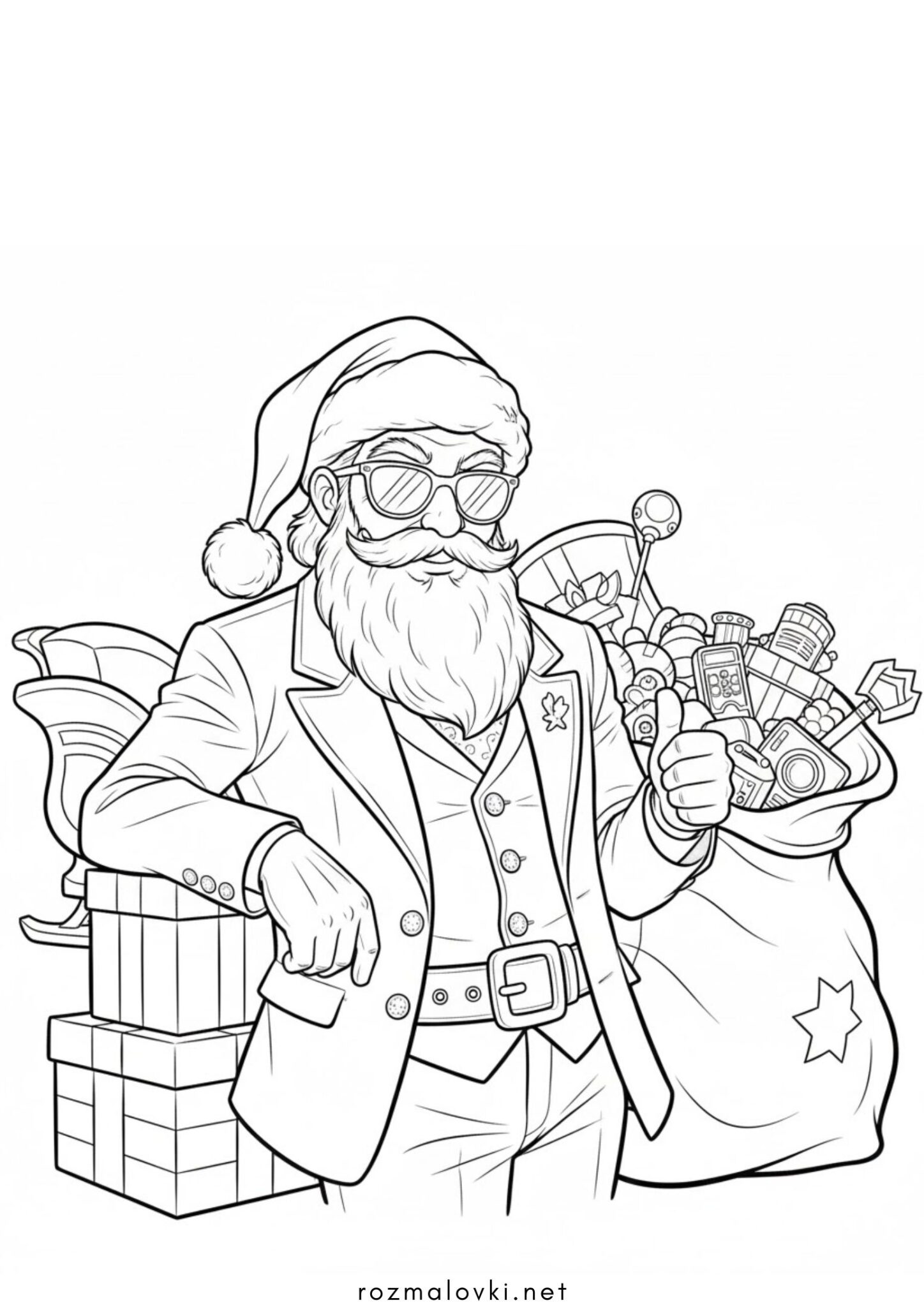 Раскраска Крутий Дід Мороз