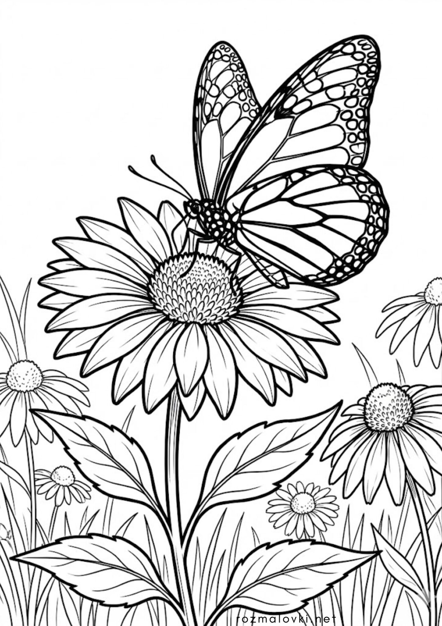 Раскраска Метелик та квітка