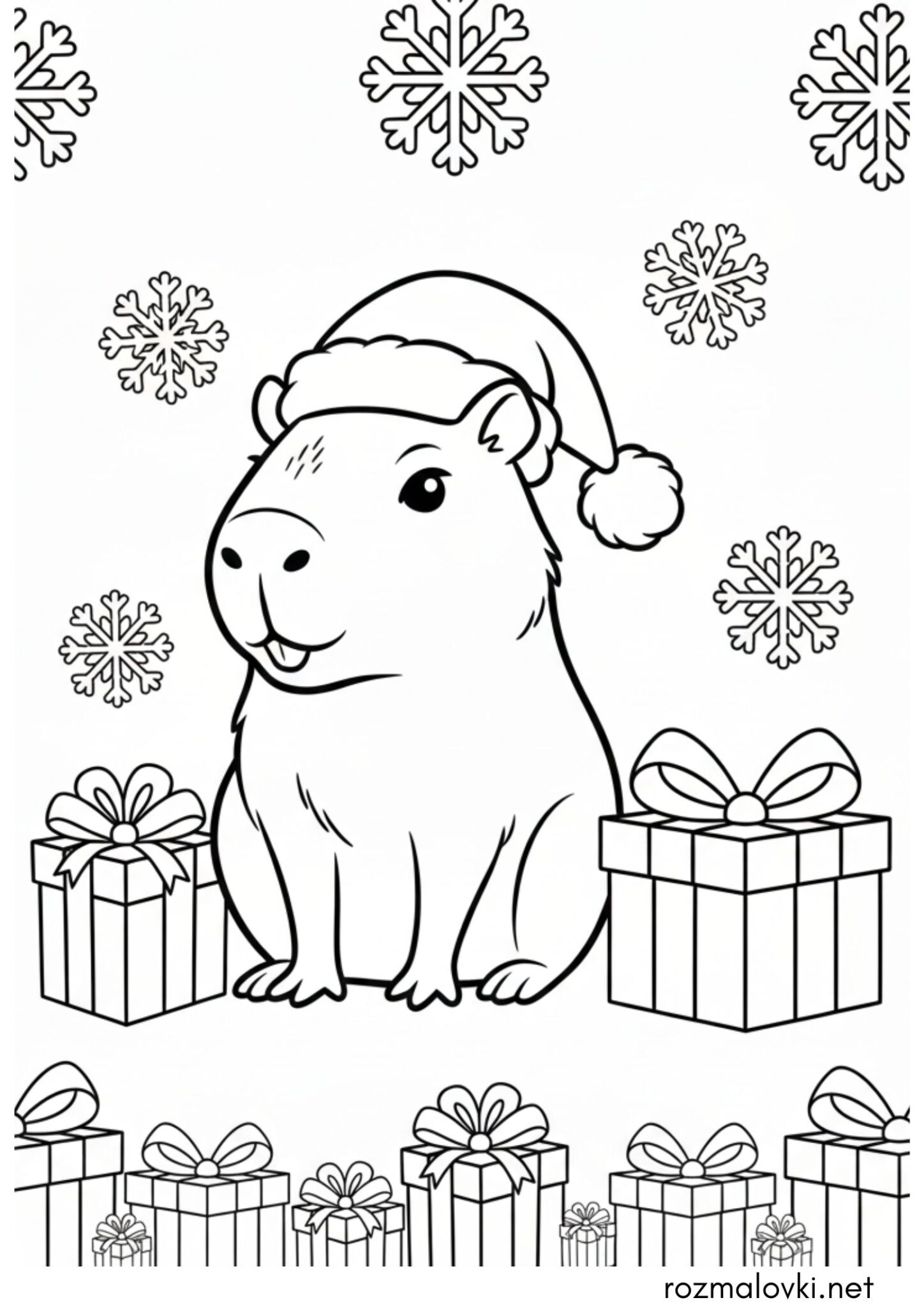 Раскраска Новорічна капібара Раскраска Новорічна капібара