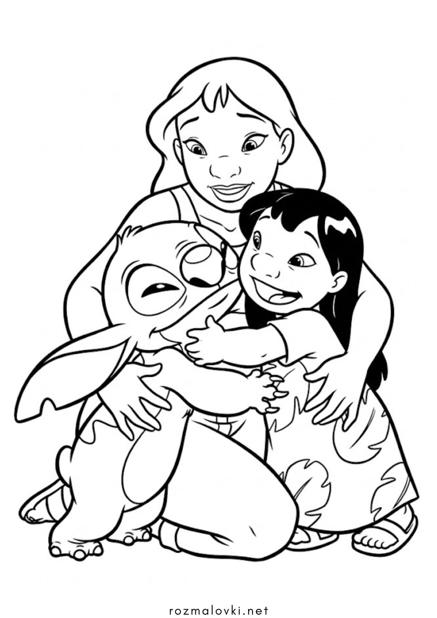 Раскраска Охана — це сім’я (Ліло, Стіч, Нані)