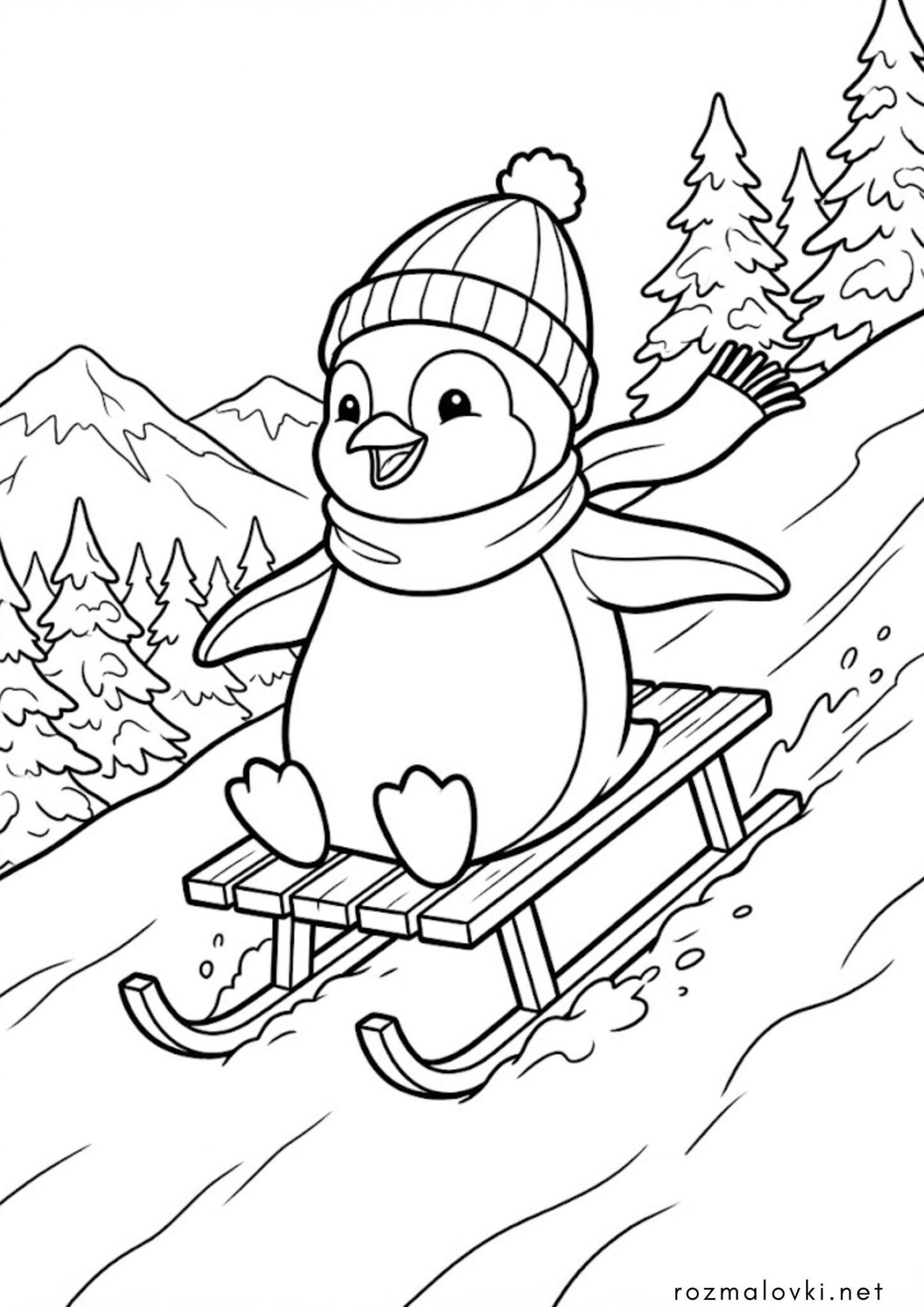 Раскраска Пінгвін на санях