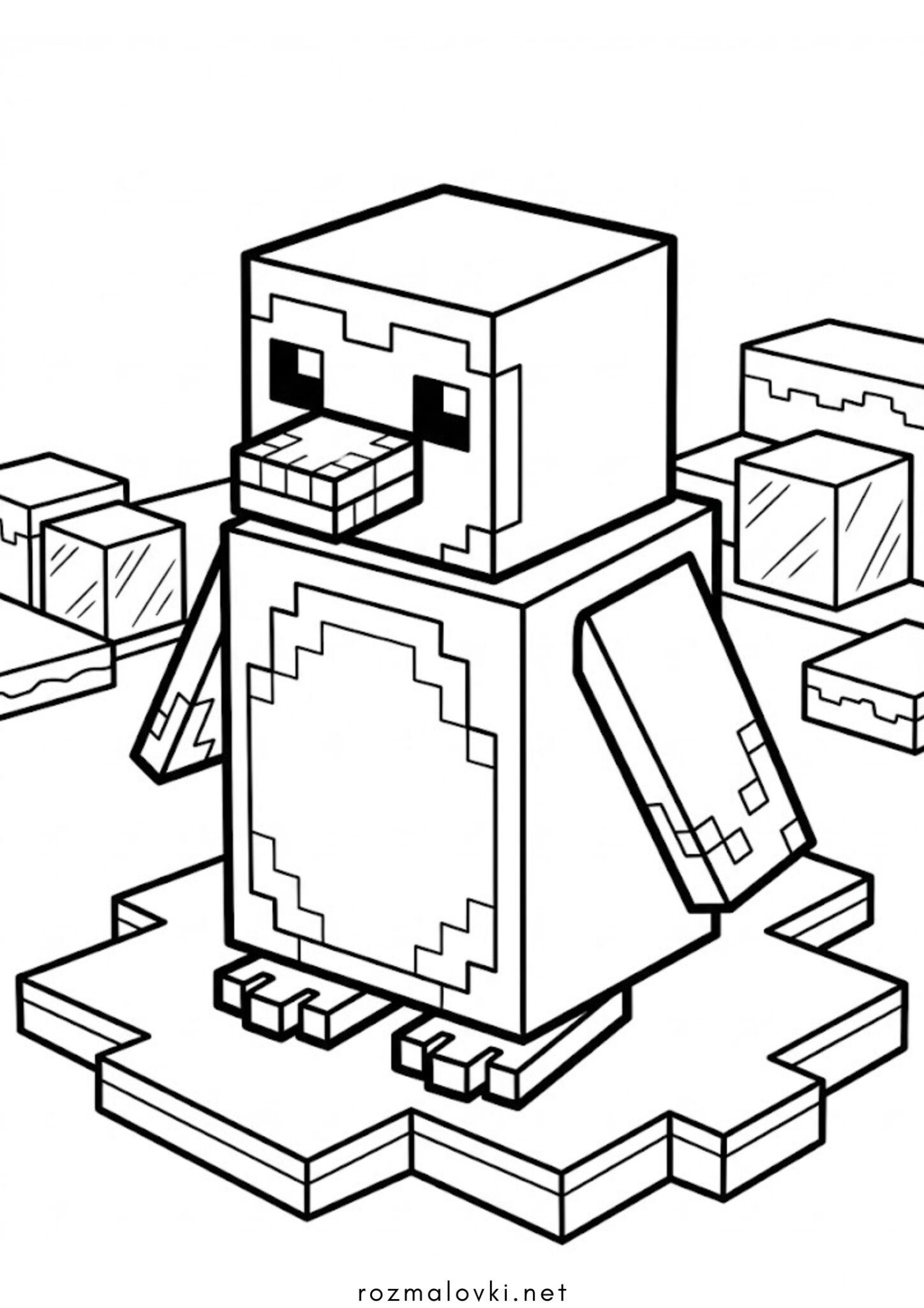 Раскраска Пінгвін з Майнкрафту (Minecraft)