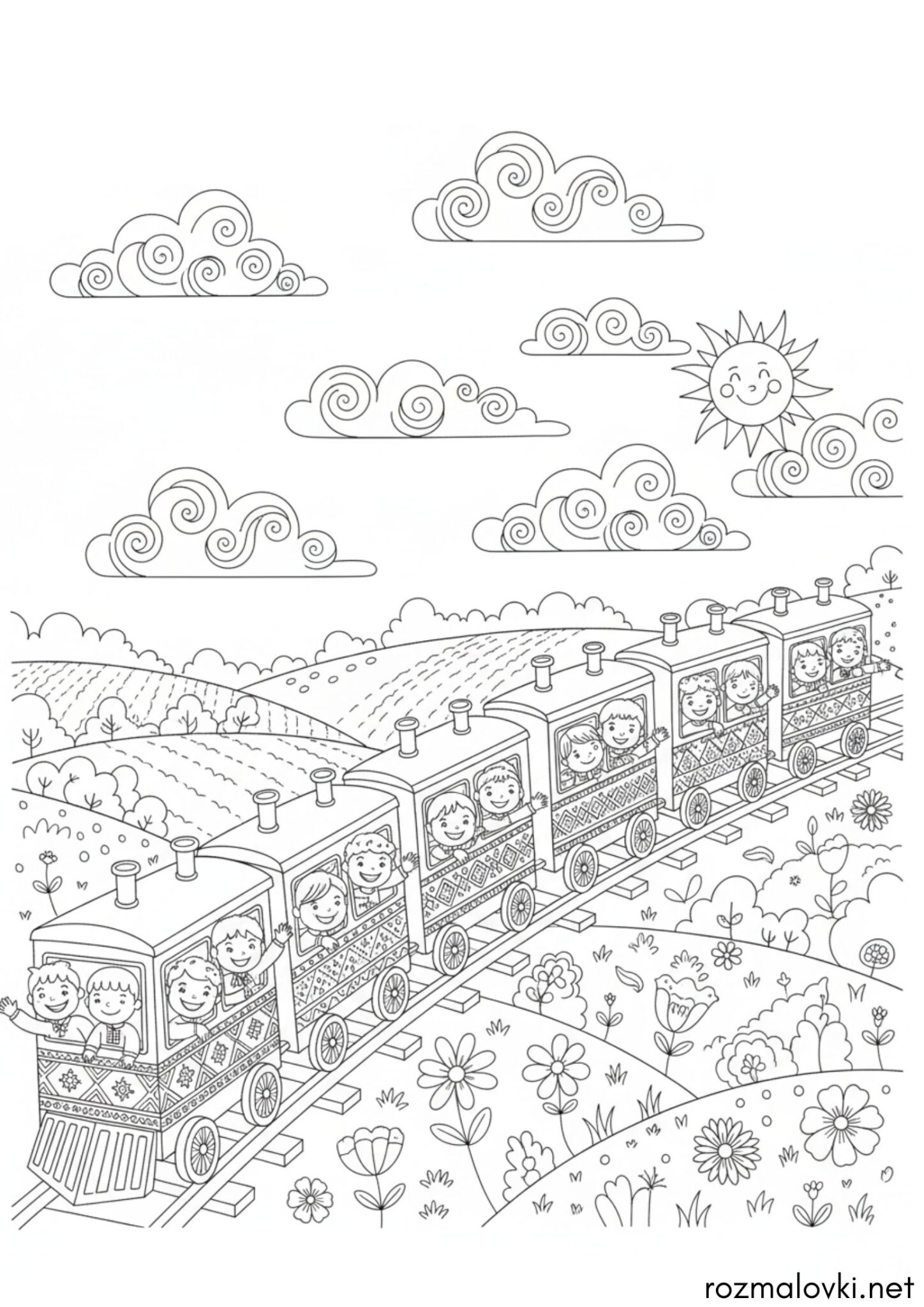 Раскраска День соборності — Потяг дружби