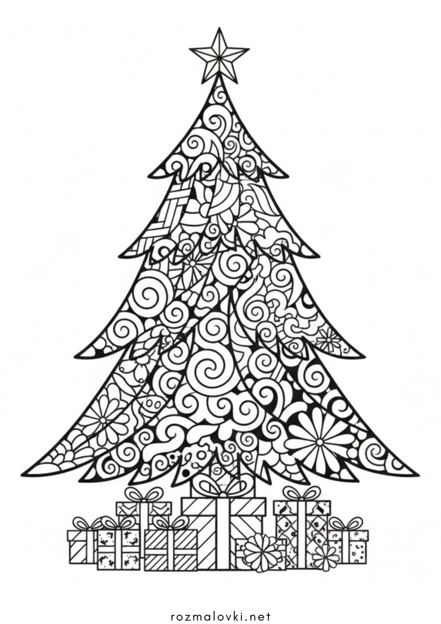 Раскраска Різдвяна ялинка антистрес
