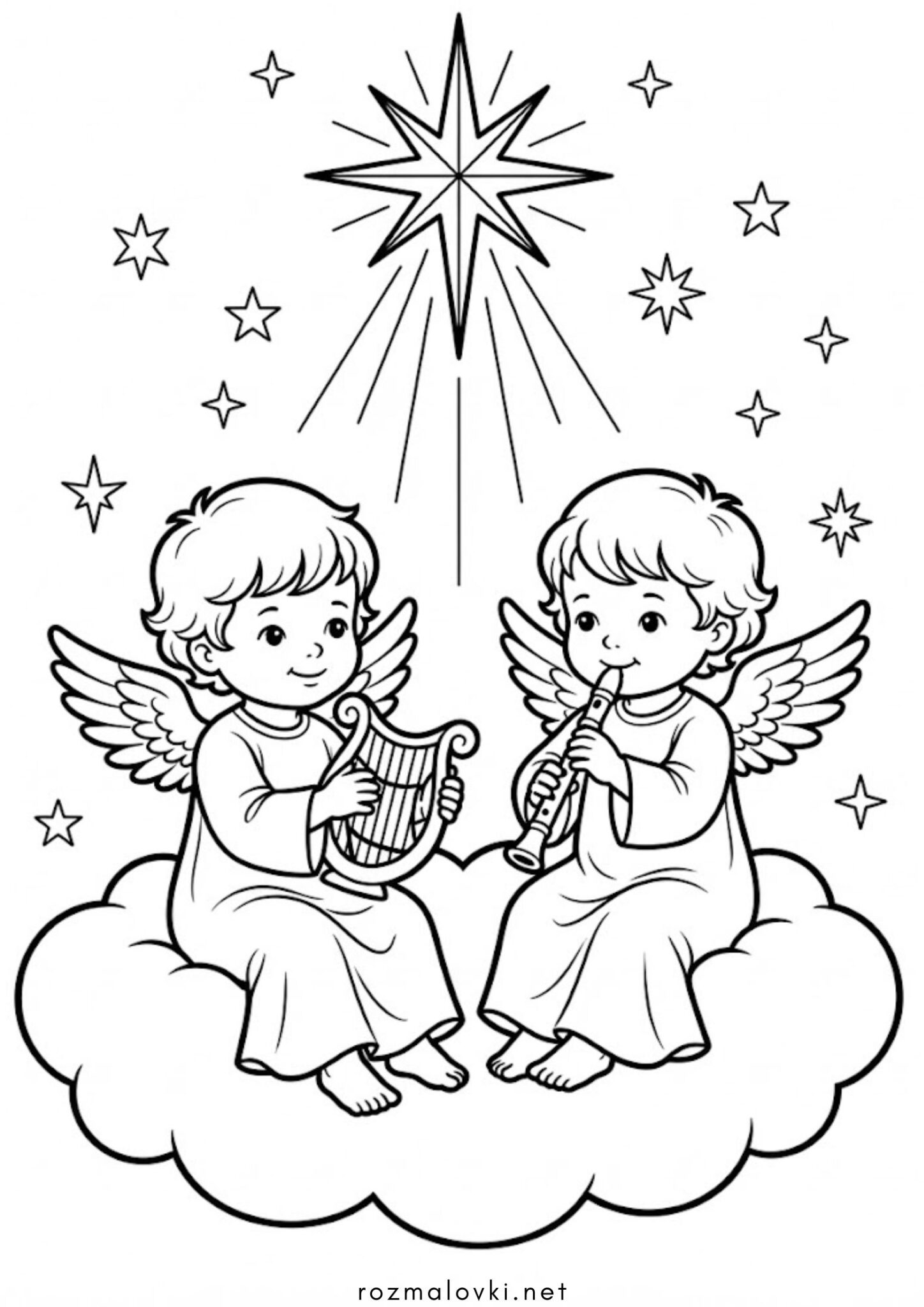 Раскраска Різдвяні янголята