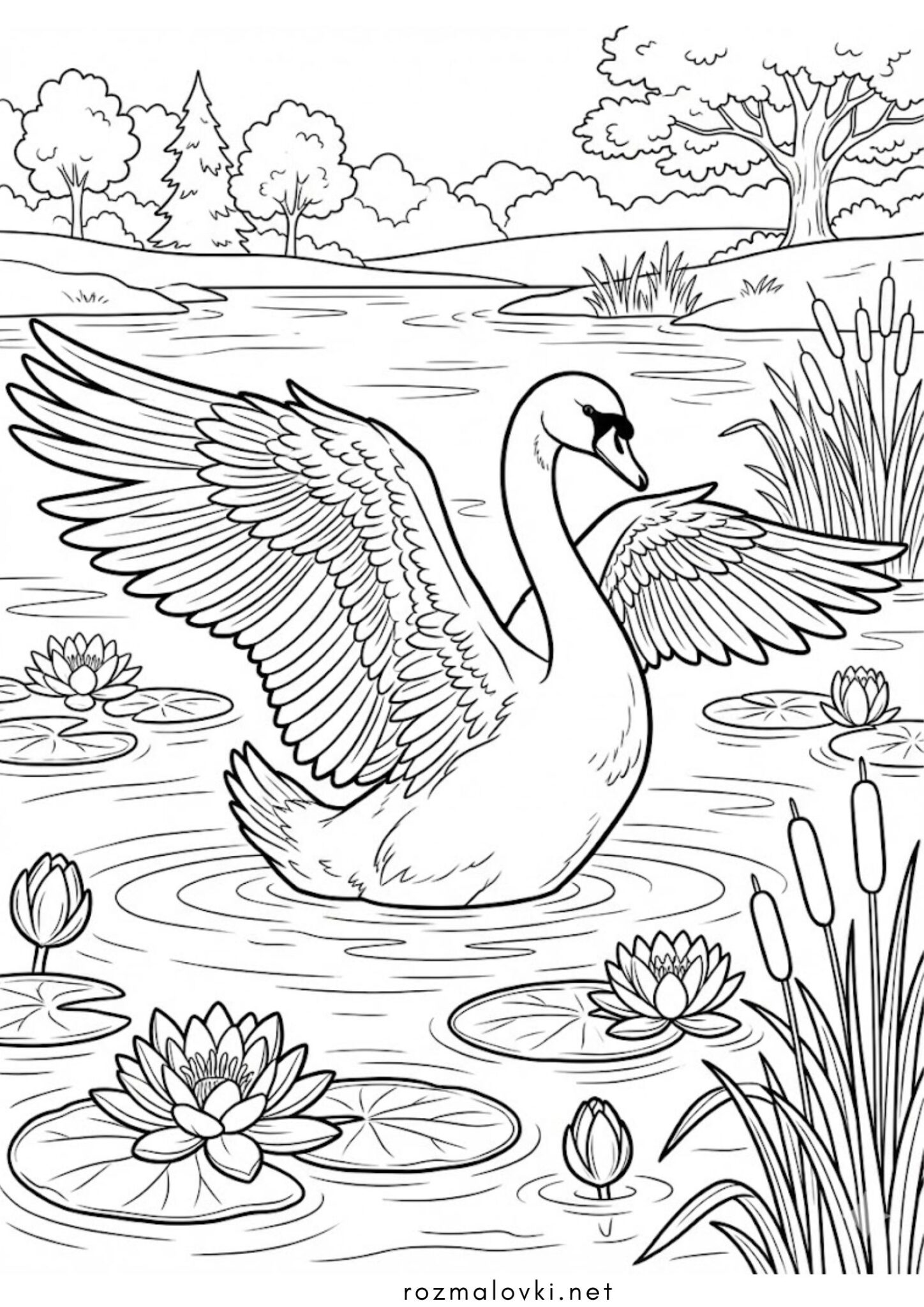 Раскраска Шикарний птах лебідь