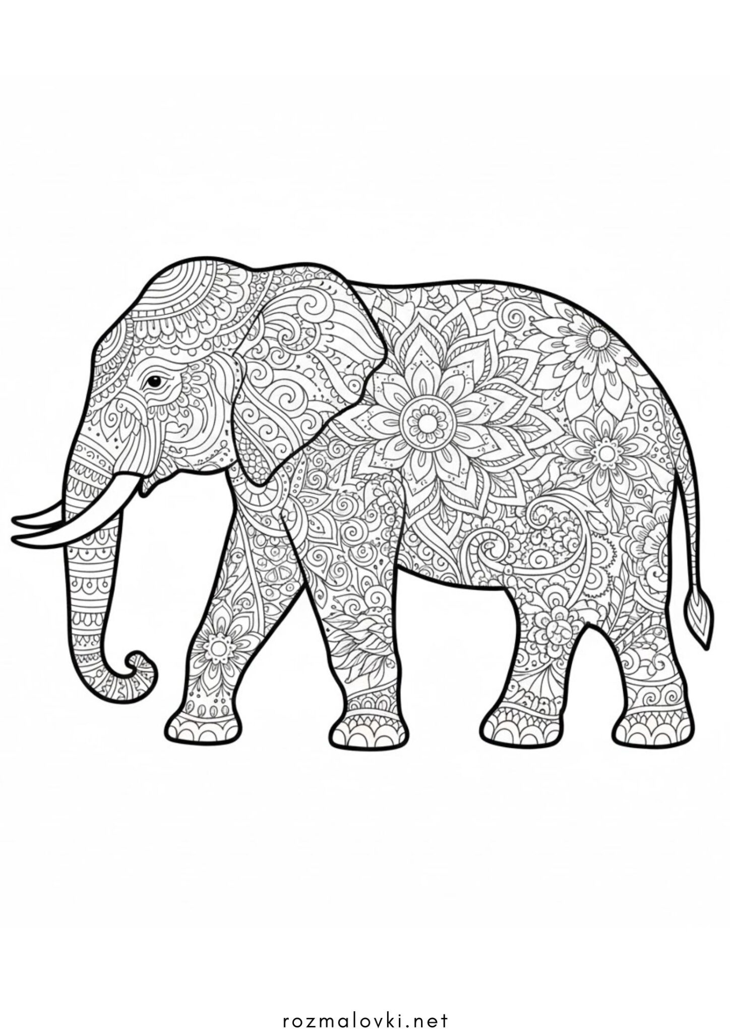 Раскраска Слон антистрес