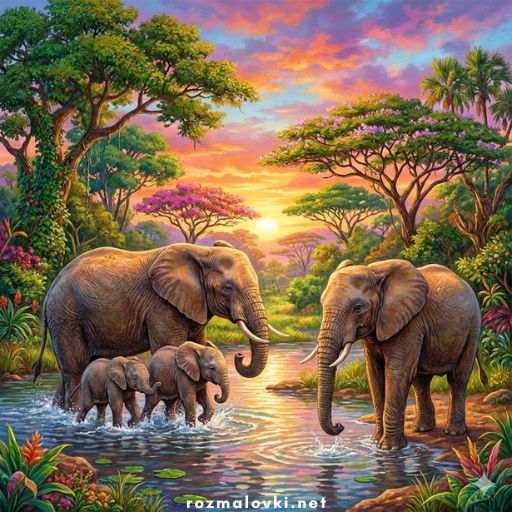 Розмальовки Слони 🐘