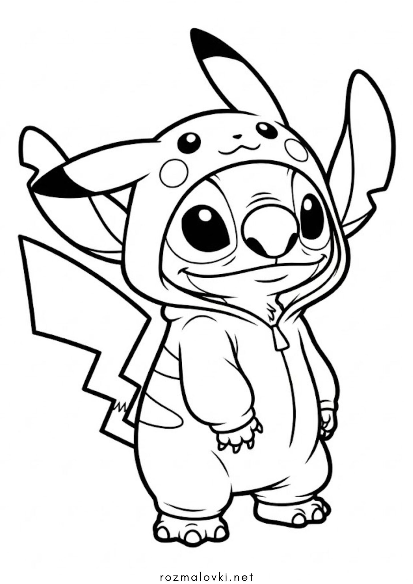 Раскраска Стіч у кігурумі Пікачу