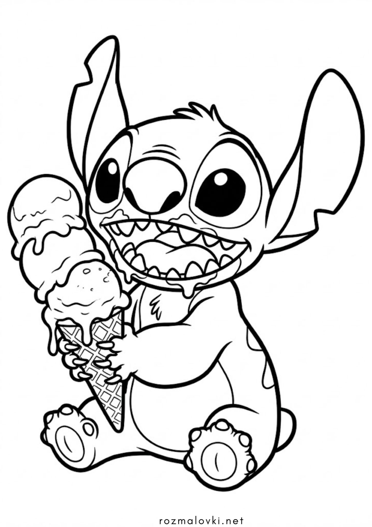 Раскраска Стіч з морозивом