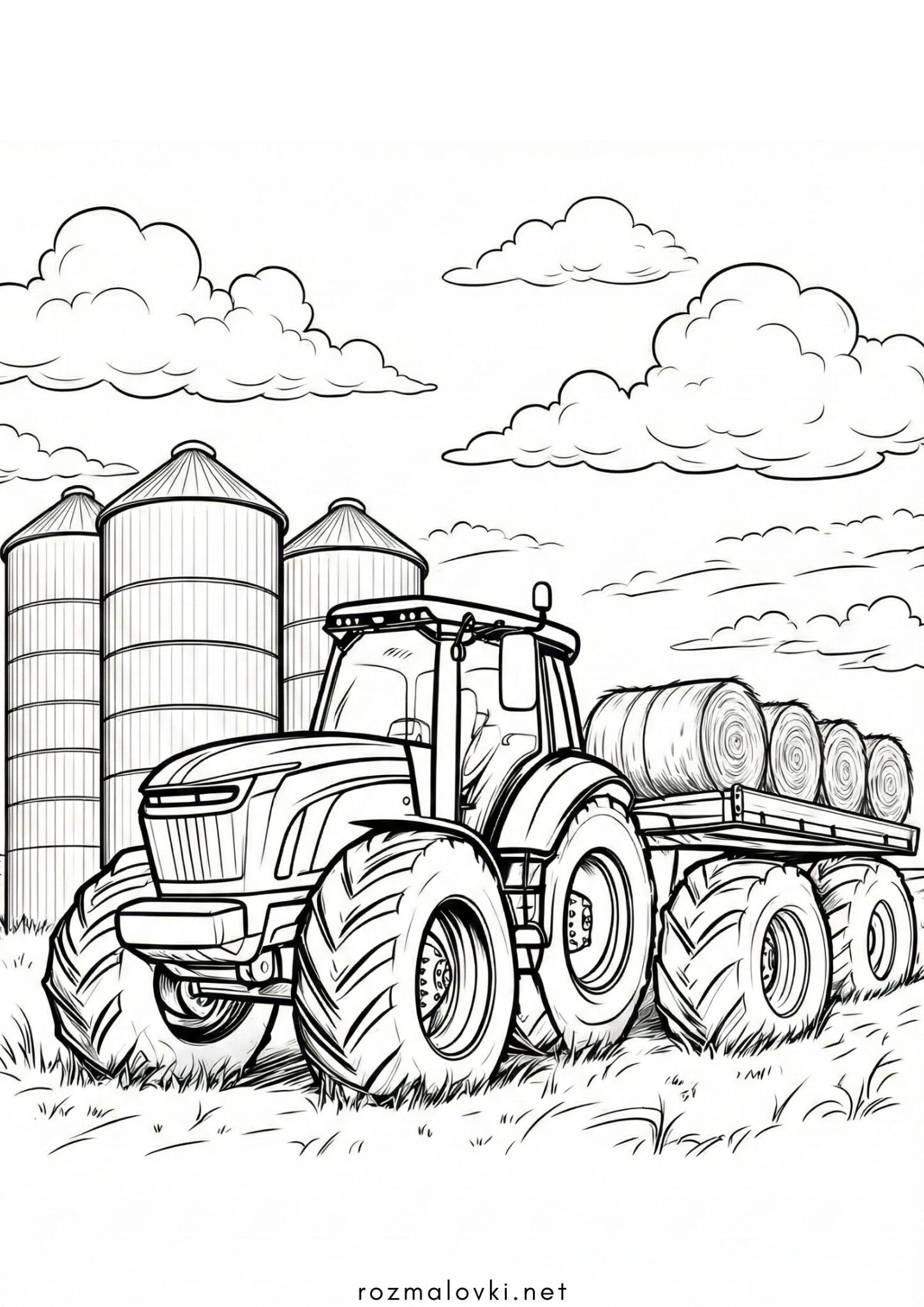 Раскраска Трактор із причепом