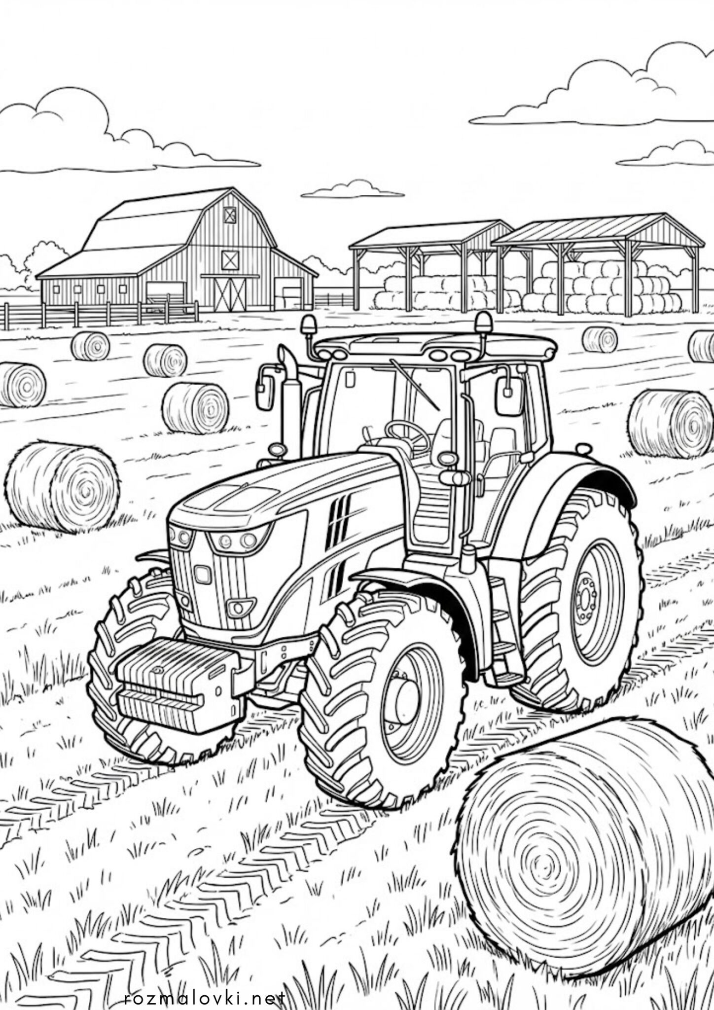 Раскраска Трактор у селі