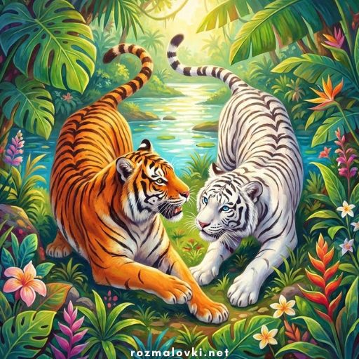 Розмальовки Тигри 🐅