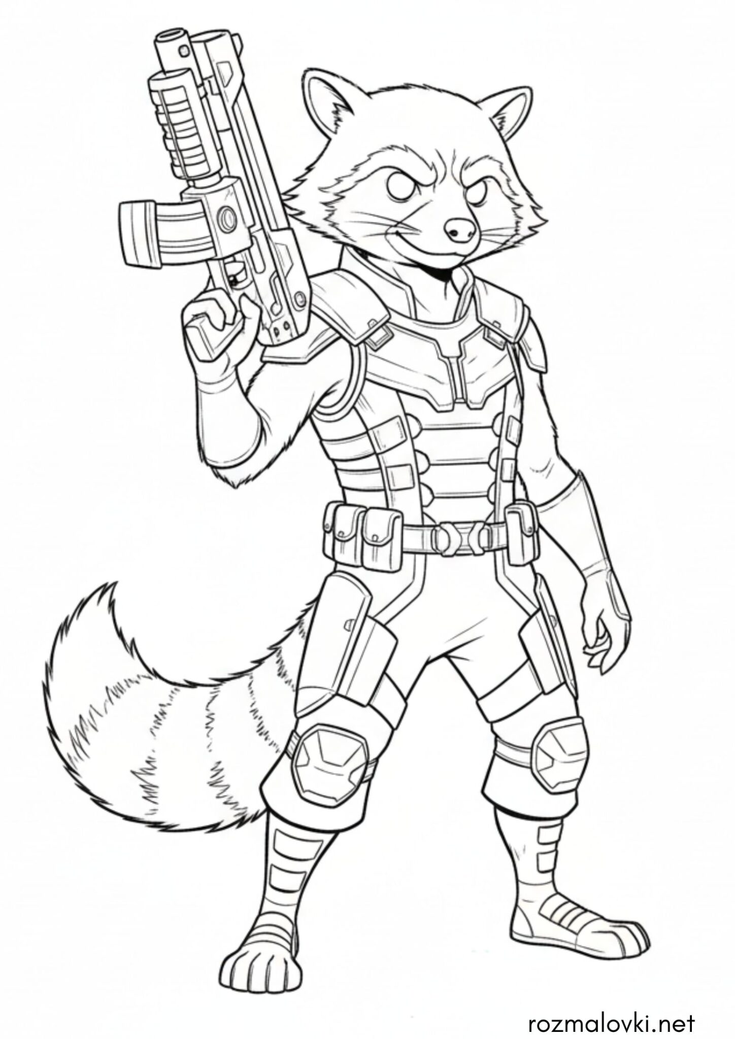 Раскраска Єнот Ракета