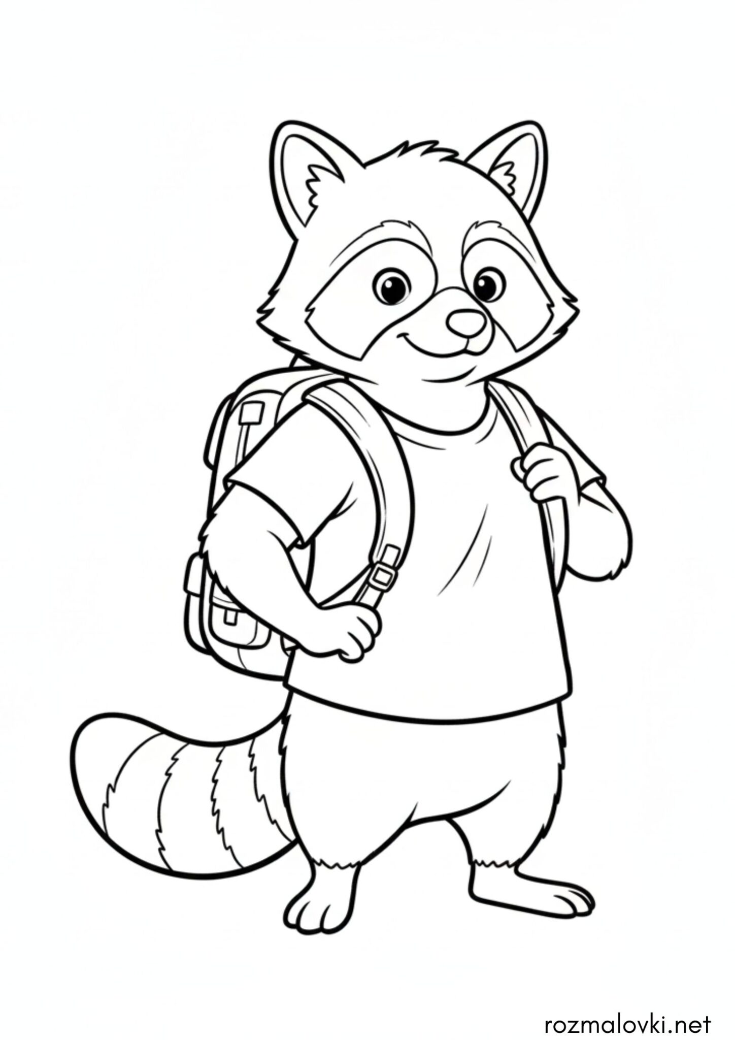 Раскраска Єнот з рюкзаком