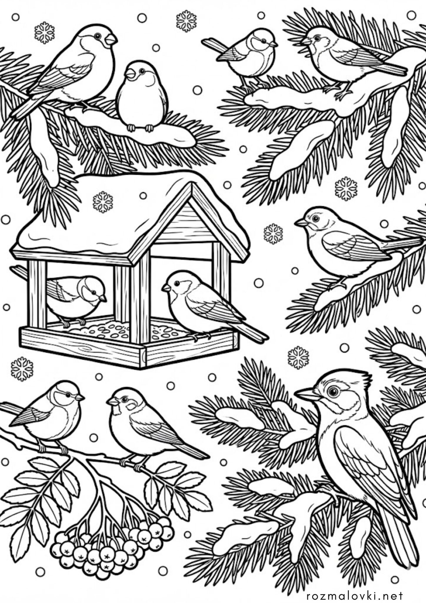 Раскраска Зимуючі птахи