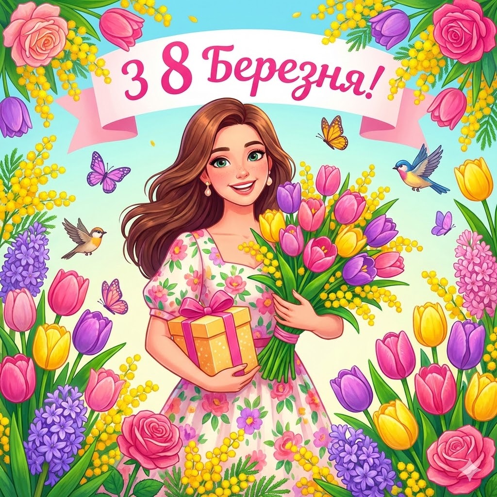 Розмальовки 8 березня 🌷 Жіночий день