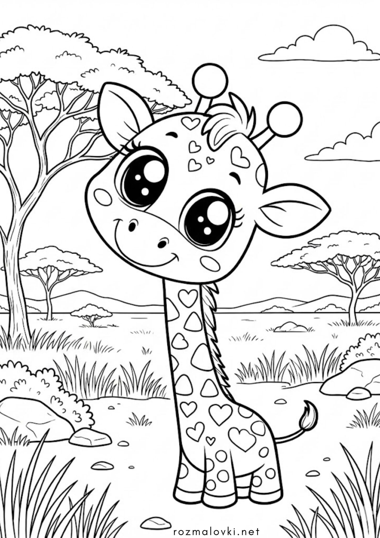Раскраска Дуже милий жираф