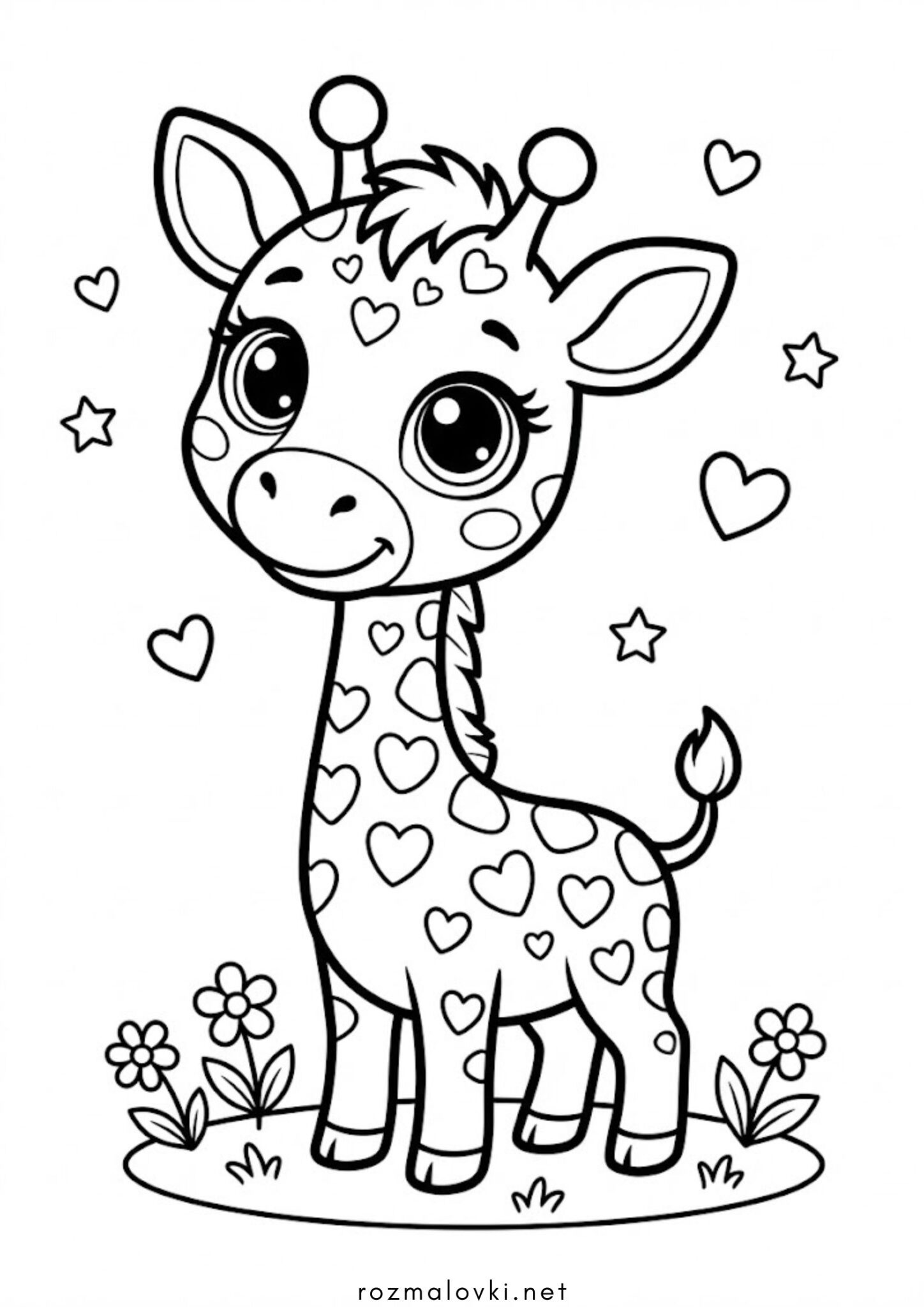 Раскраска Маленький жираф
