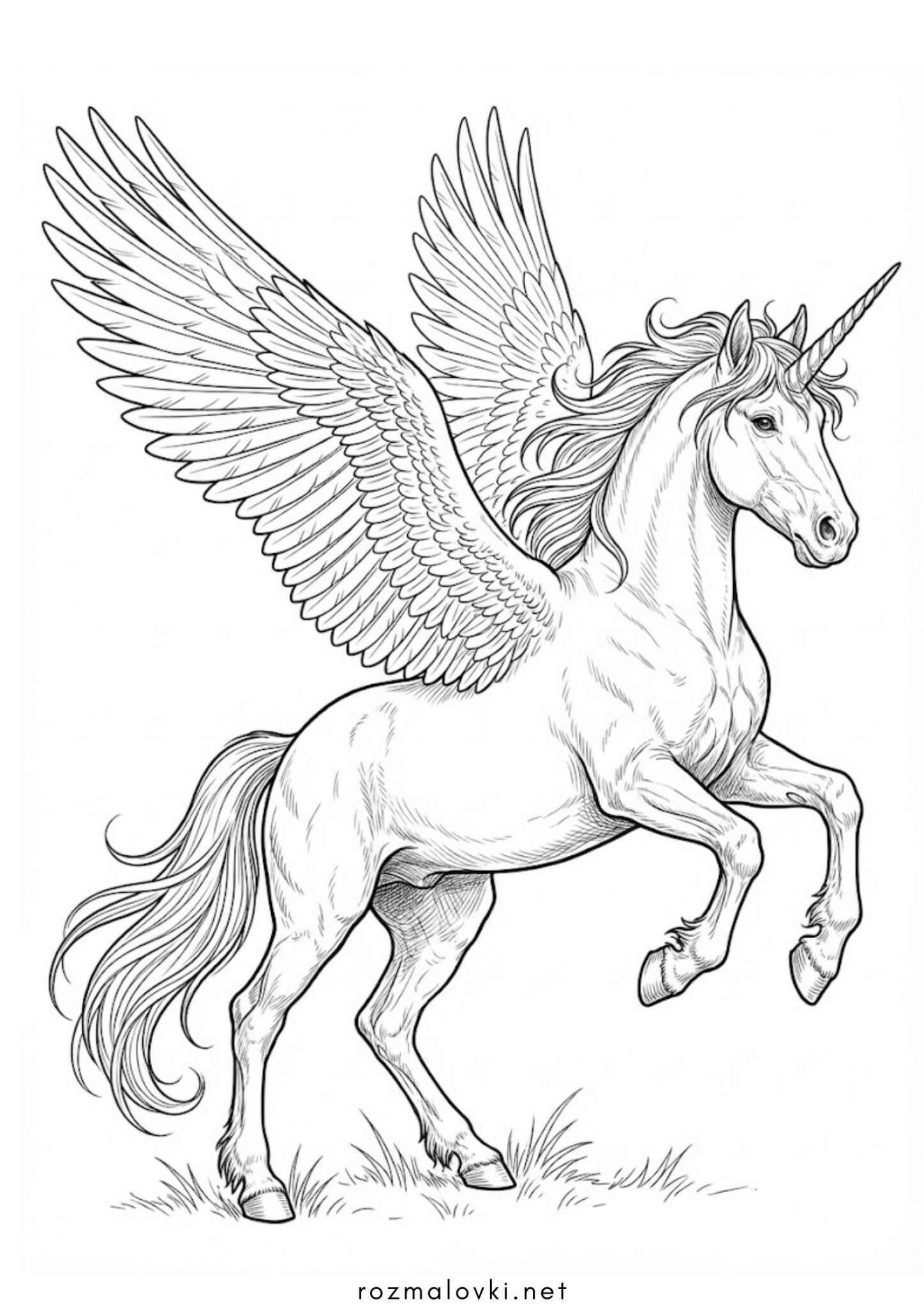 Раскраска Реалістичний єдиноріг