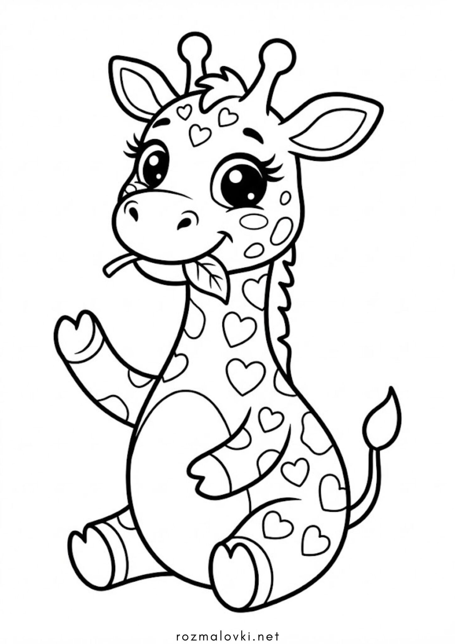 Раскраска Жираф з листочком