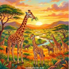 Розмальовки Жирафи для дітей - Роздрукувати безкоштовно А4, скачати