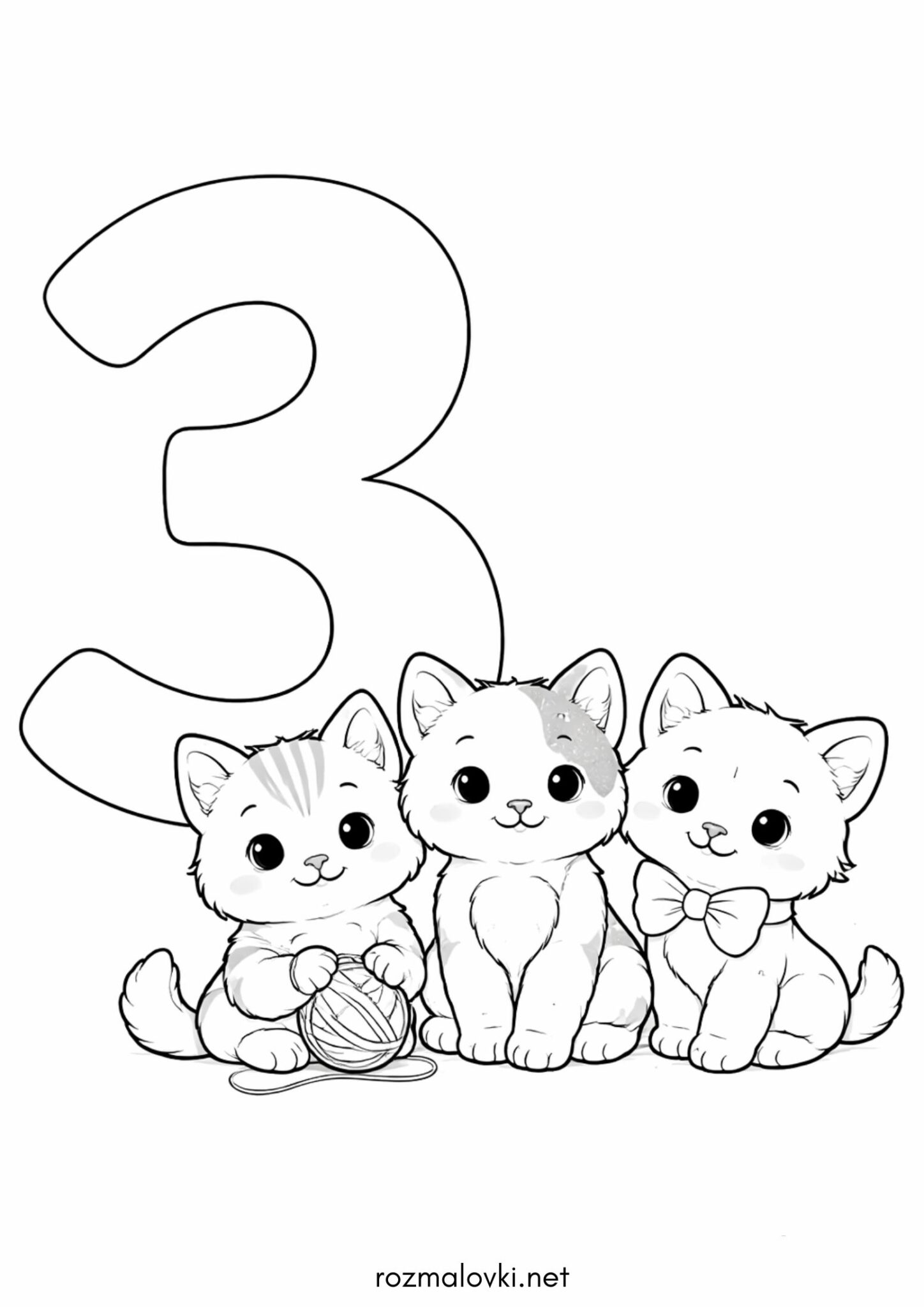 Раскраска Цифра 3 – три