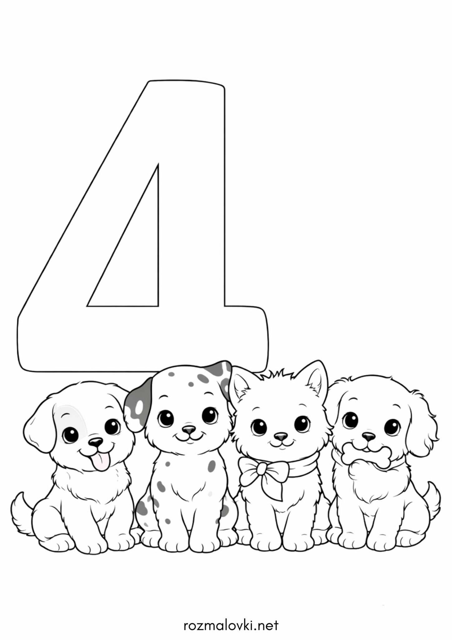 Раскраска Цифра 4 – чотири