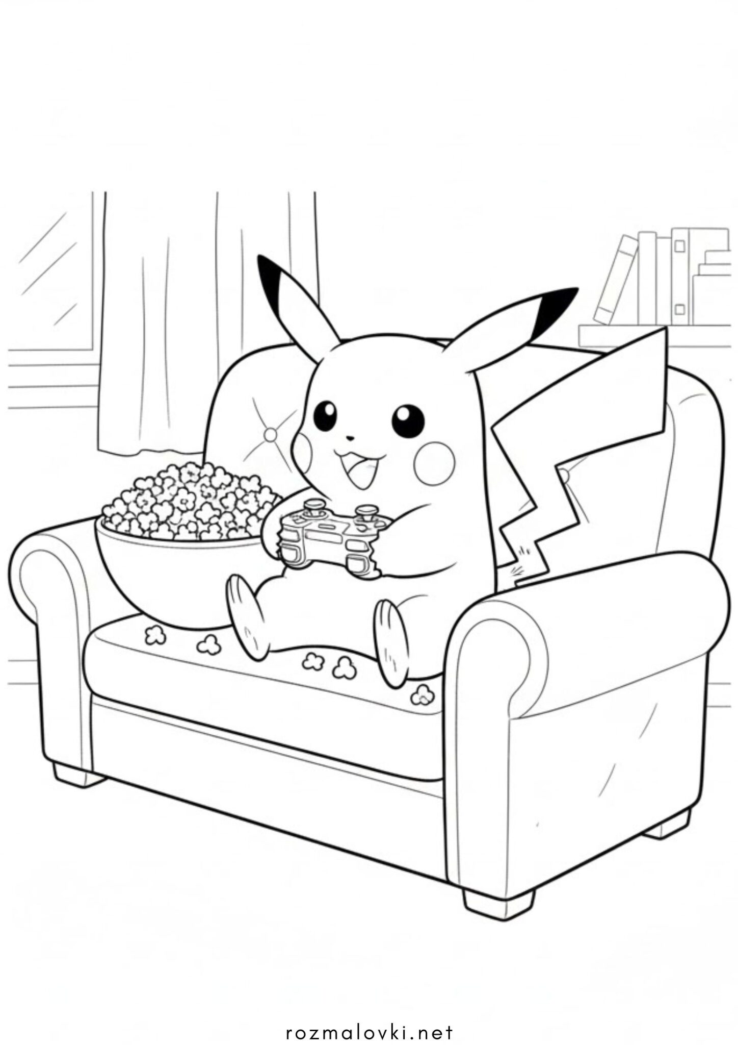 Раскраска Покемон Пікачу грає на приставці