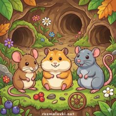 Розмальовки з мишками та хом’яками для дітей 