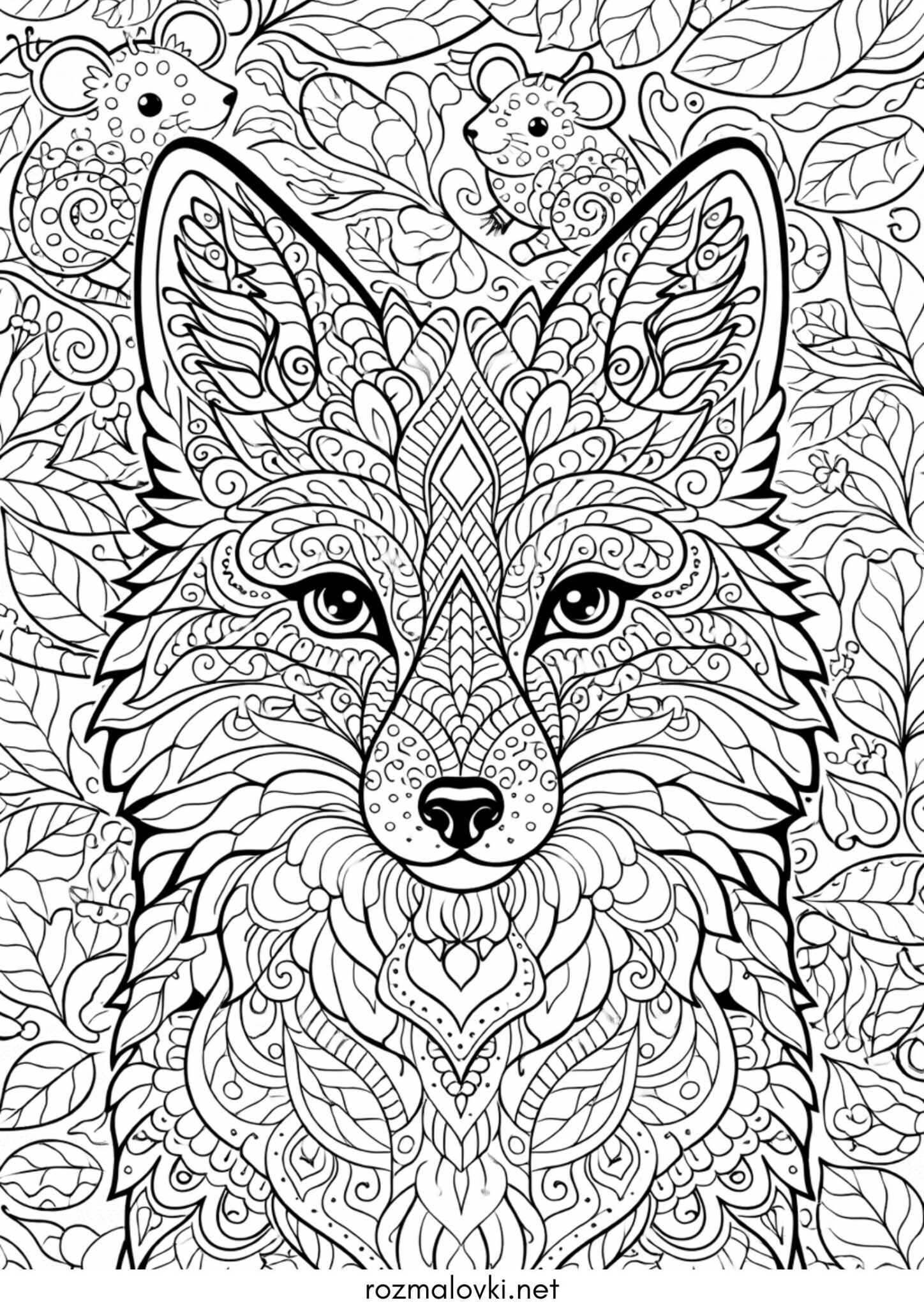Раскраска Голова лисиці антистрес