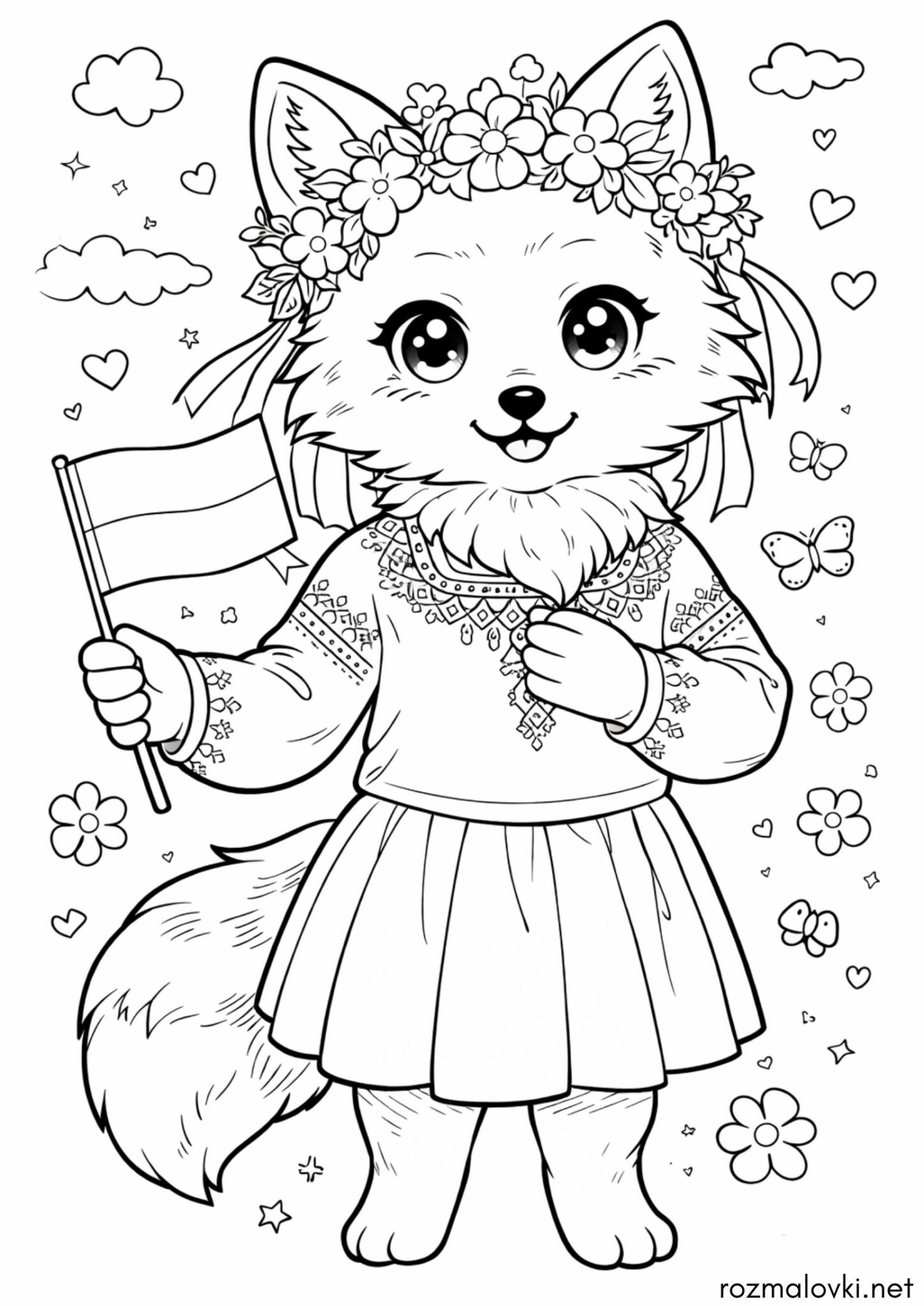 Раскраска Лисичка-Патріотка