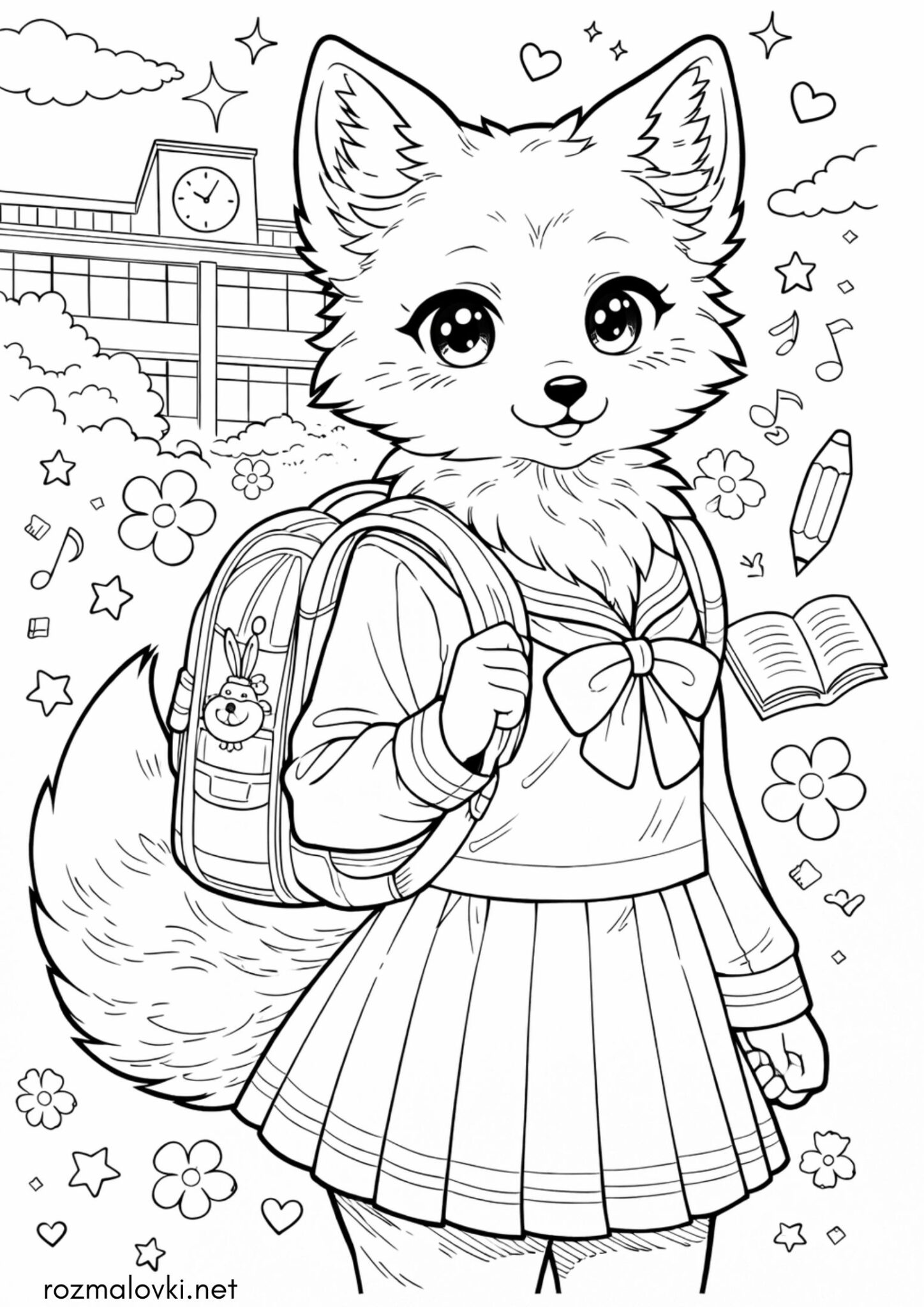 Раскраска Лисичка-Школярка